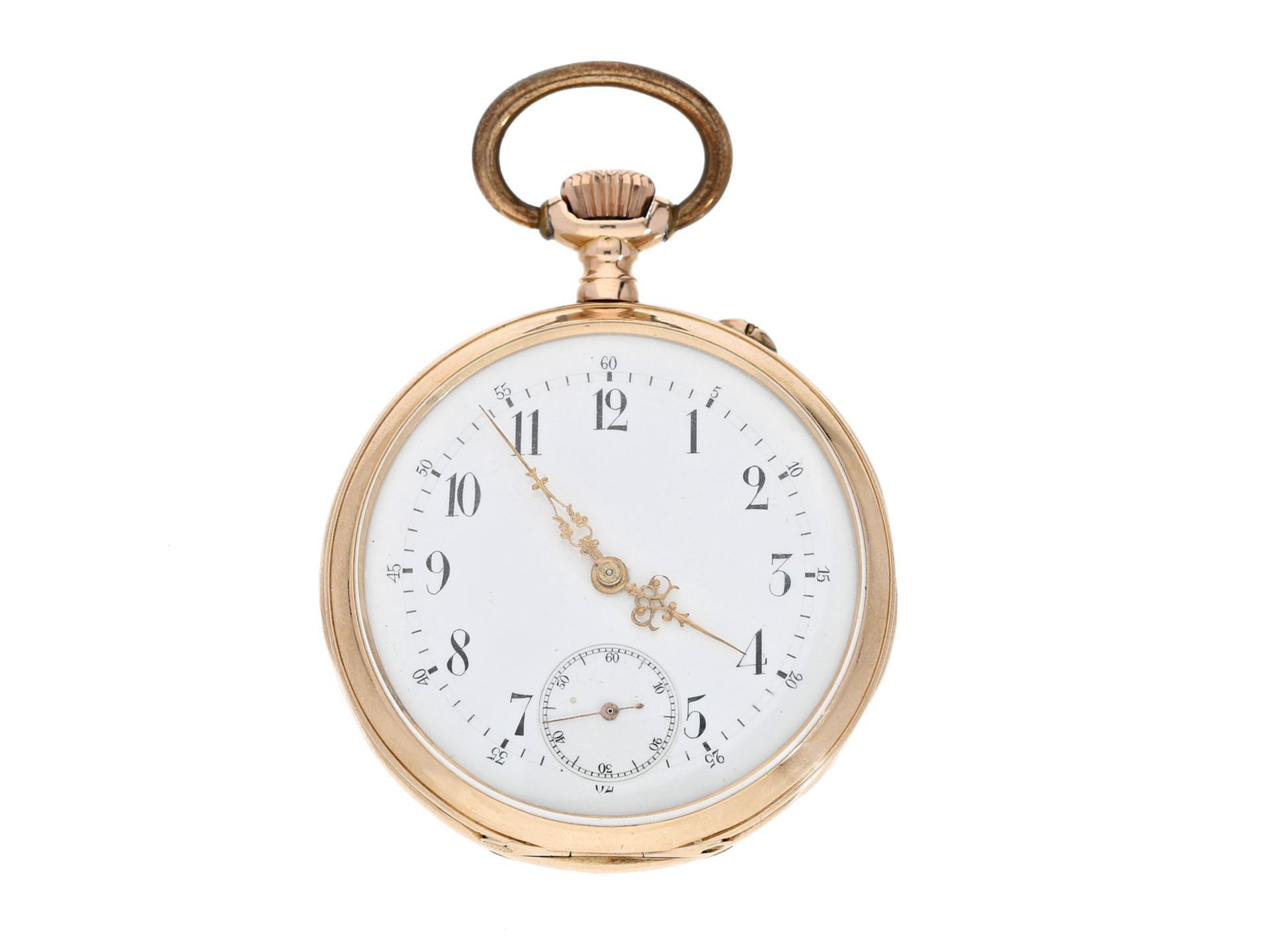 Taschenuhr: feine 14K Gold Taschenuhr Lepine der Marke IWC, aus dem Jahr 1890, mit