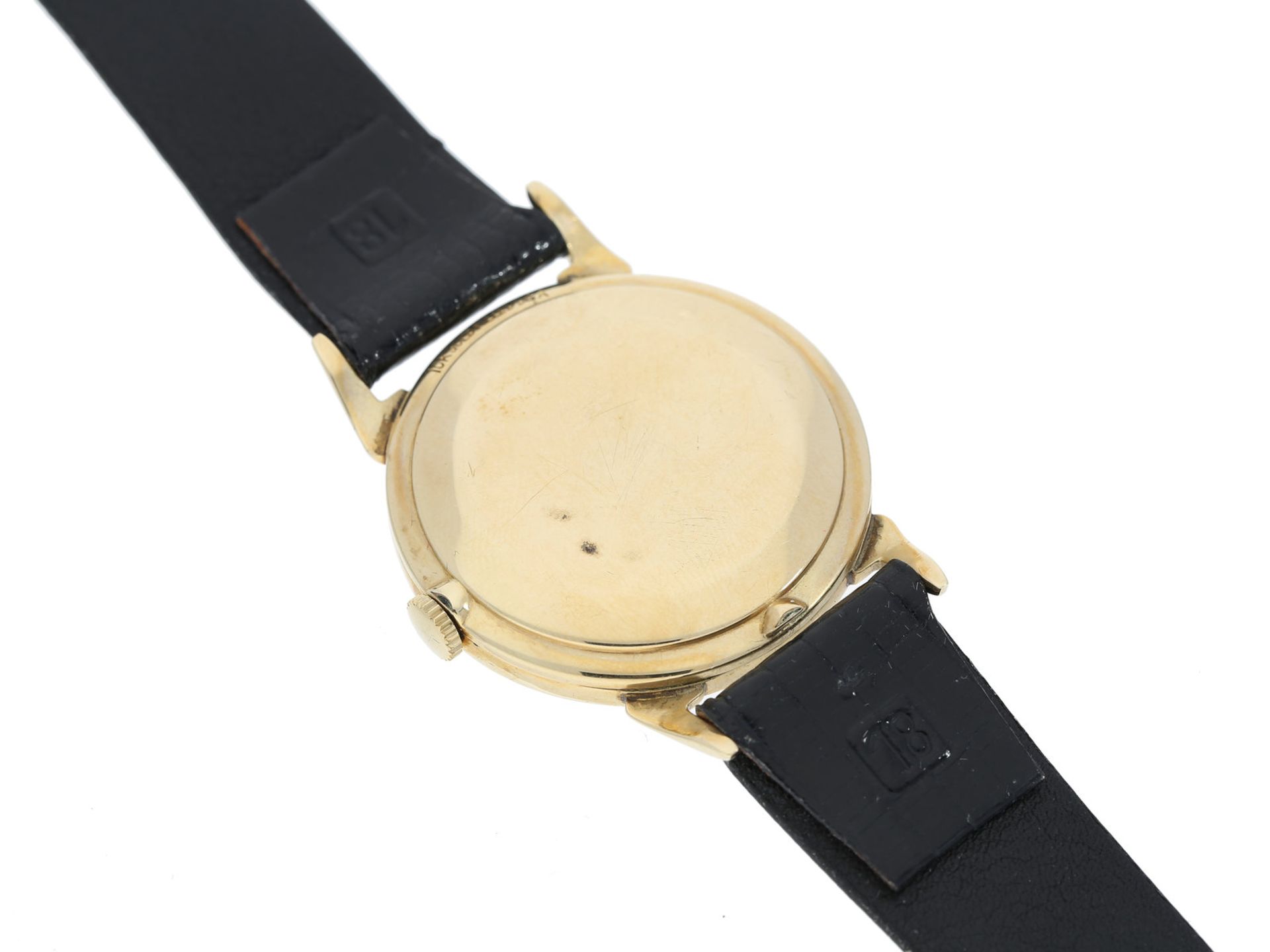 Armbanduhr: seltene automatische vintage Herrenuhr von Le Coultre, um 1960Ca. Ø33mm, 10K-Gold- - Bild 2 aus 2