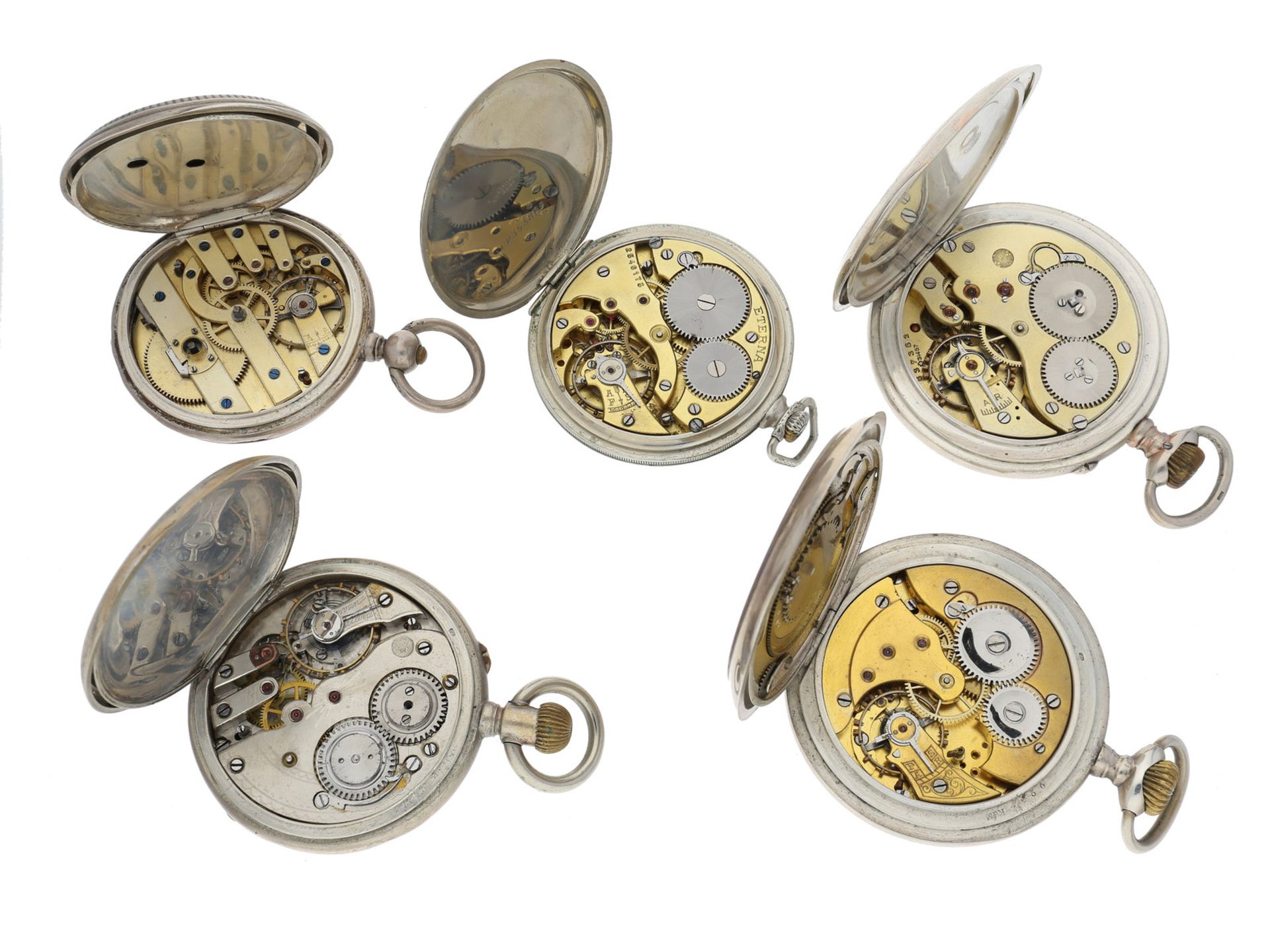 Taschenuhr: Konvolut von 5 Herrentaschenuhren, ca. 1870-1920, dabei eine seltene IWC für den - Bild 2 aus 2