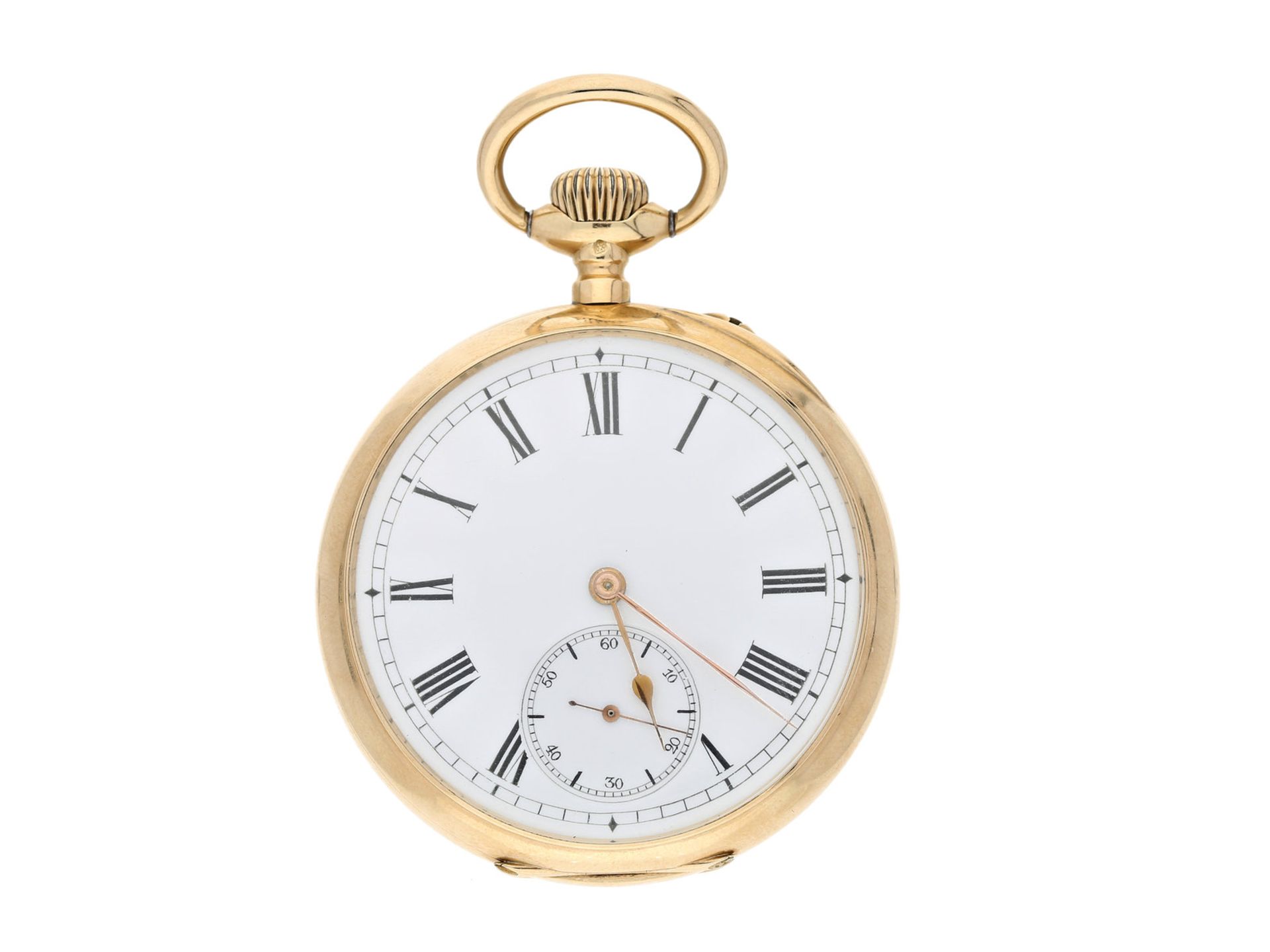 Taschenuhr: feine 14K Gold Taschenuhr Lepine der Marke IWC, aus dem Jahr 1899, mit