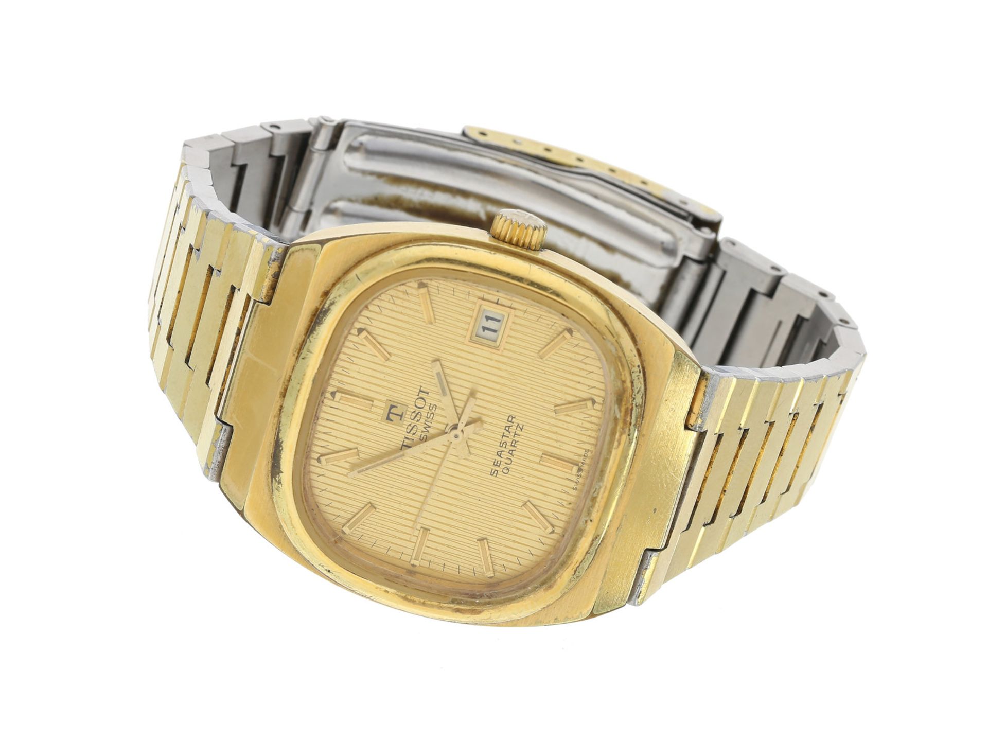 Armbanduhr: vintage Herrenuhr, Tissot "Seastar", 70er/80er JahreCa. 36 × 43mm, Edelstahl