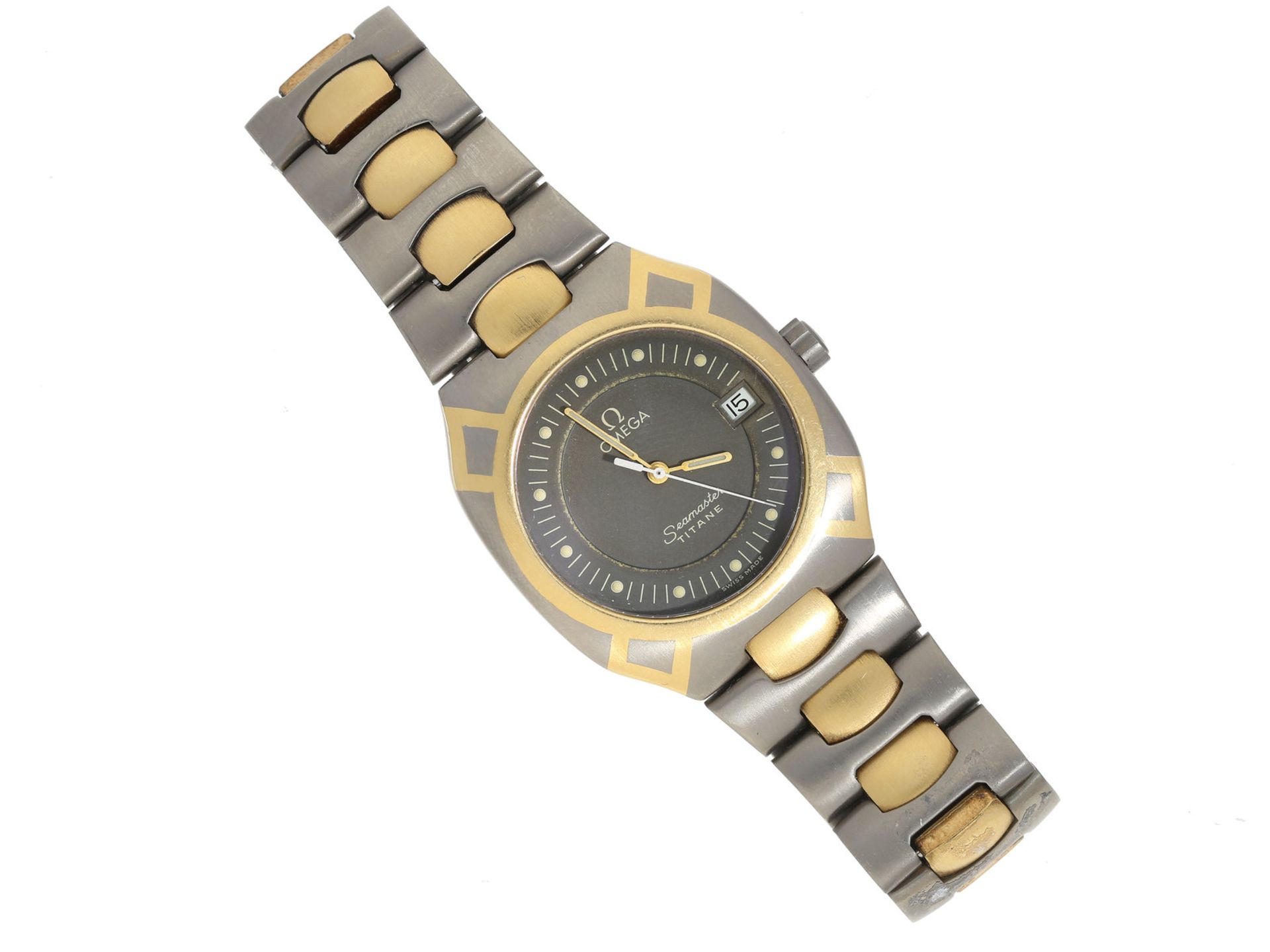Armbanduhr: vintage Omega Herrenuhr Seamaster Titan/GoldCa. 31 × 36mm, Druckboden,Titan/18K Gold,