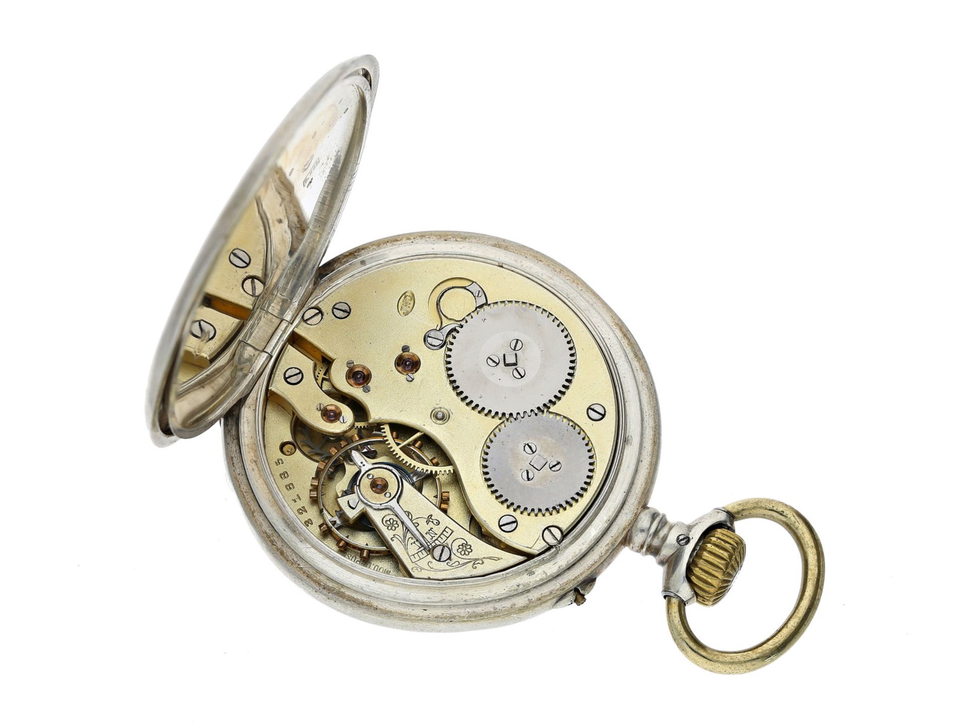 Taschenuhr: klassische silberne Taschenuhr Lepine der Marke IWC, aus dem Jahr 1905, mit - Image 2 of 2