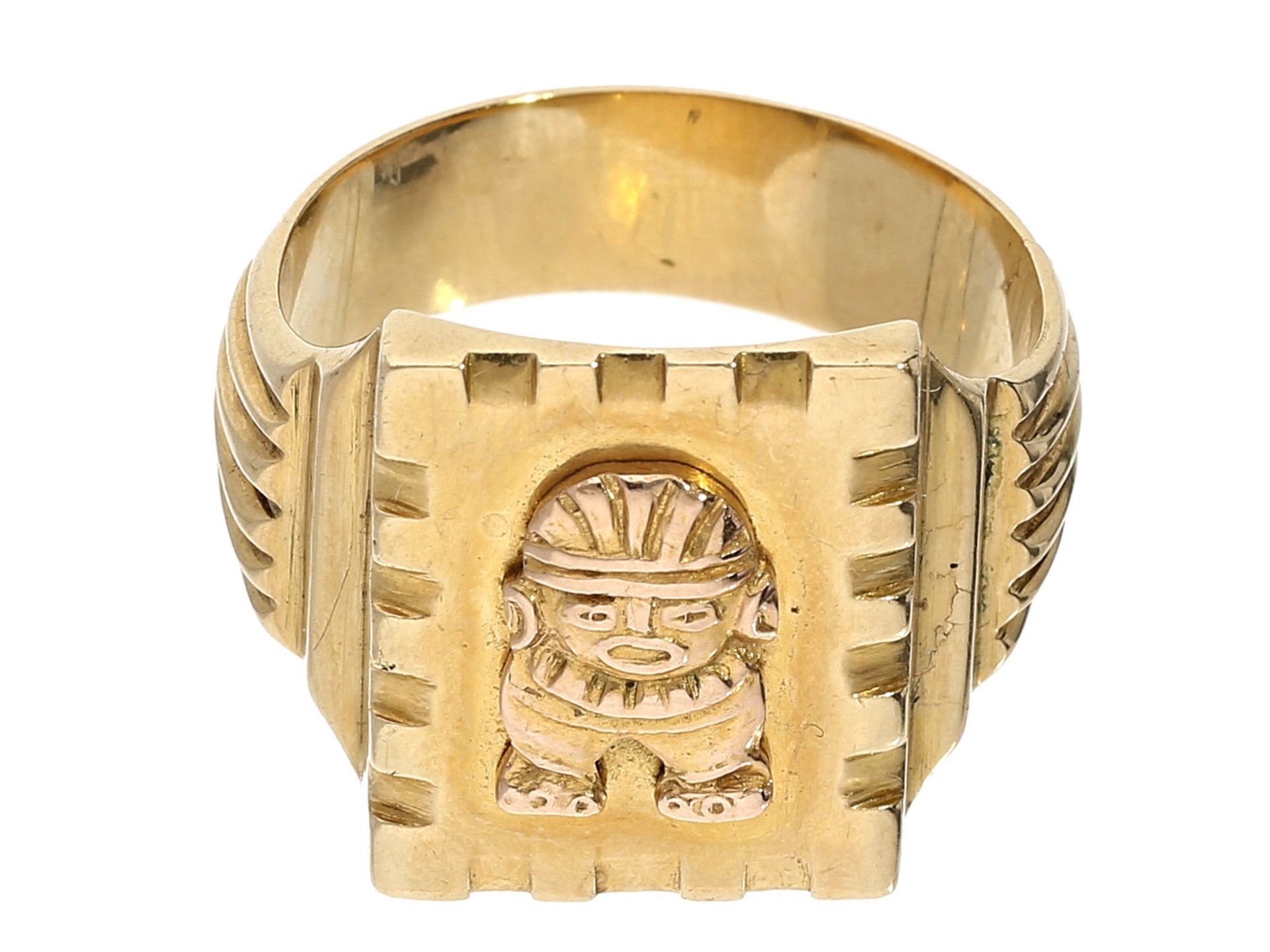 Ring: ausgefallener und massiver vintage GoldschmiederingCa. Ø21mm, RG66, ca. 17,5g, 18K Gold,