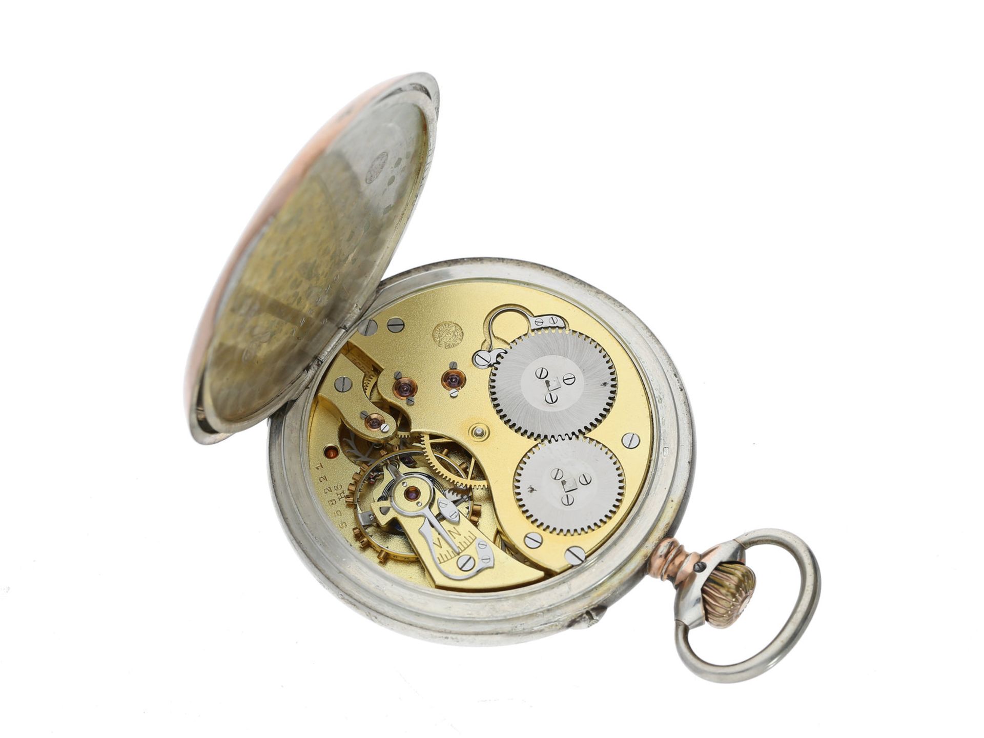 Taschenuhr: feine IWC Lepine von 1918, mit StammbuchauszugCa. Ø51mm, ca. 92g, Silber, - Image 2 of 2