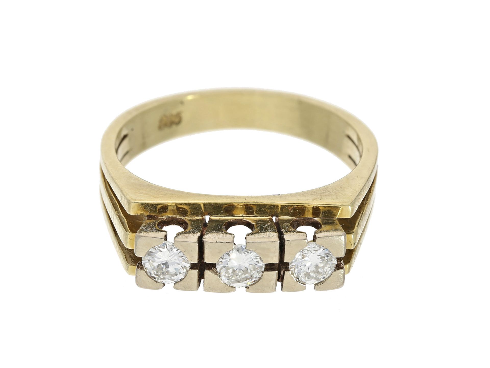 Ring: alter Brillant-Goldschmiedering, 40er/50er Jahre, ca. 0,36ctCa. Ø16,5mm, RG53, ca. 4,8g, 14K