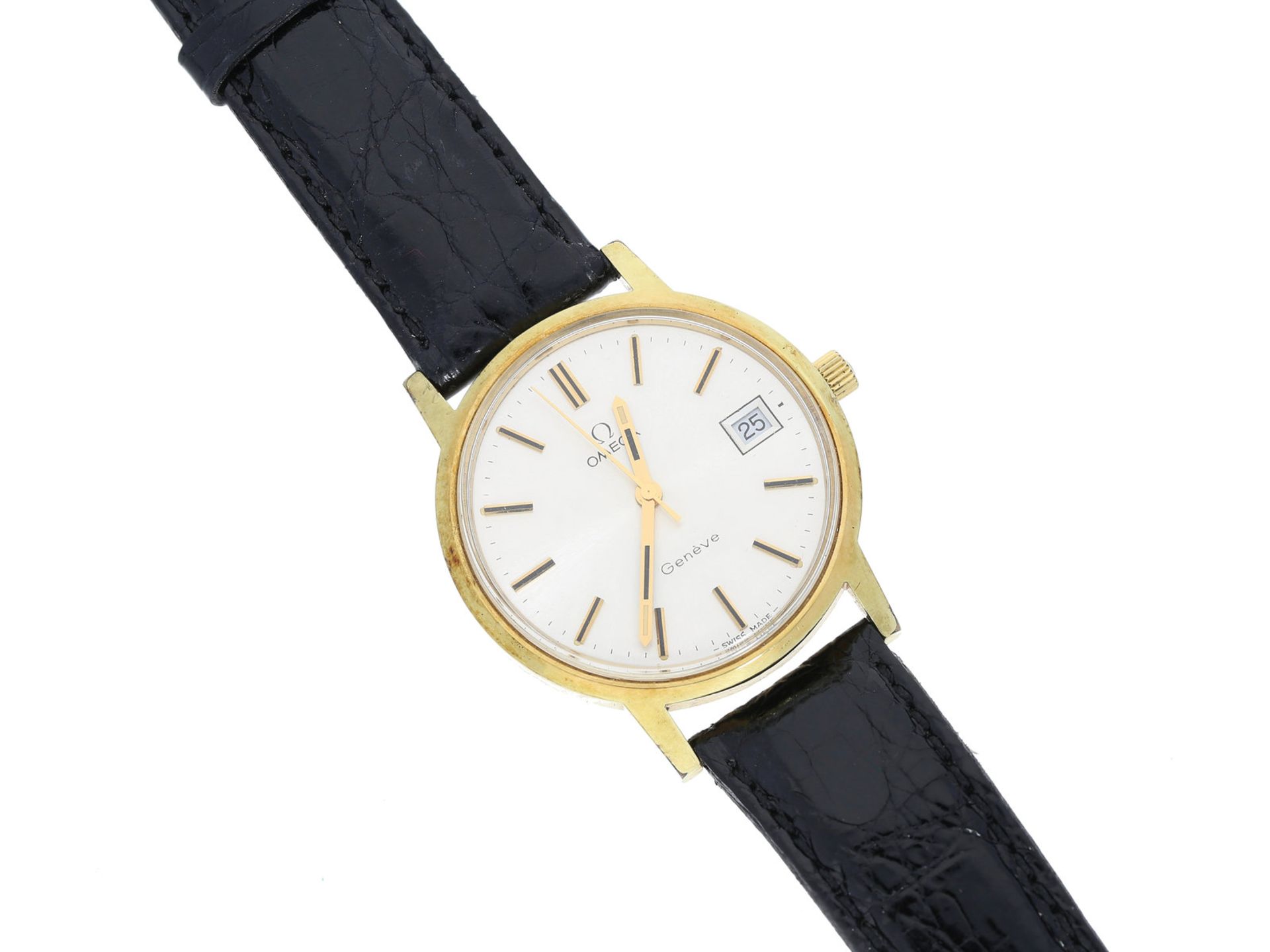 Armbanduhr: große vintage Herrenarmbanduhr der Marke Omega, HandaufzugCa. Ø35mm, Edelstahl,