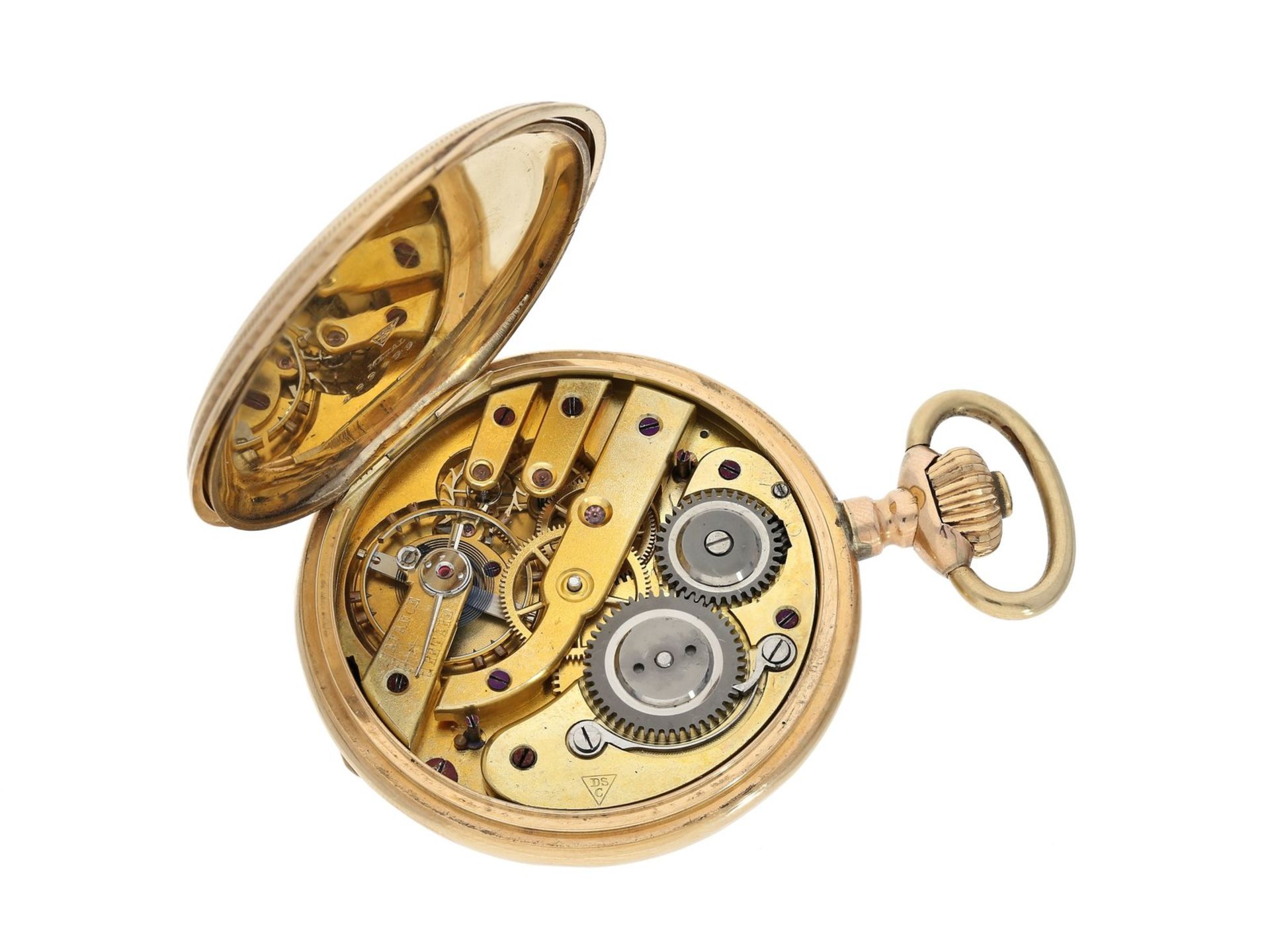 Taschenuhr: goldene Taschenuhr mit goldener Chatelaine, Ducommun-Sandoz & Cie. La Chaux-de-Fonds, um - Bild 3 aus 4