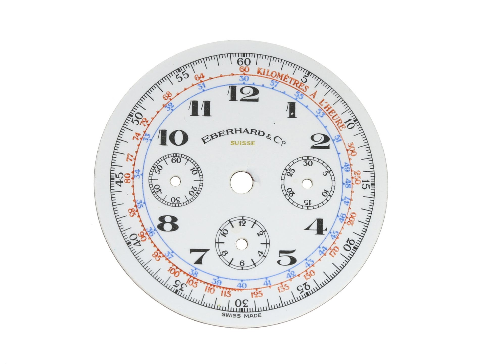 Uhren/Zubehör: vintage Armbanduhr- Emaille-Zifferblatt für Eberhard Chronograph, aus Uhrmacher-