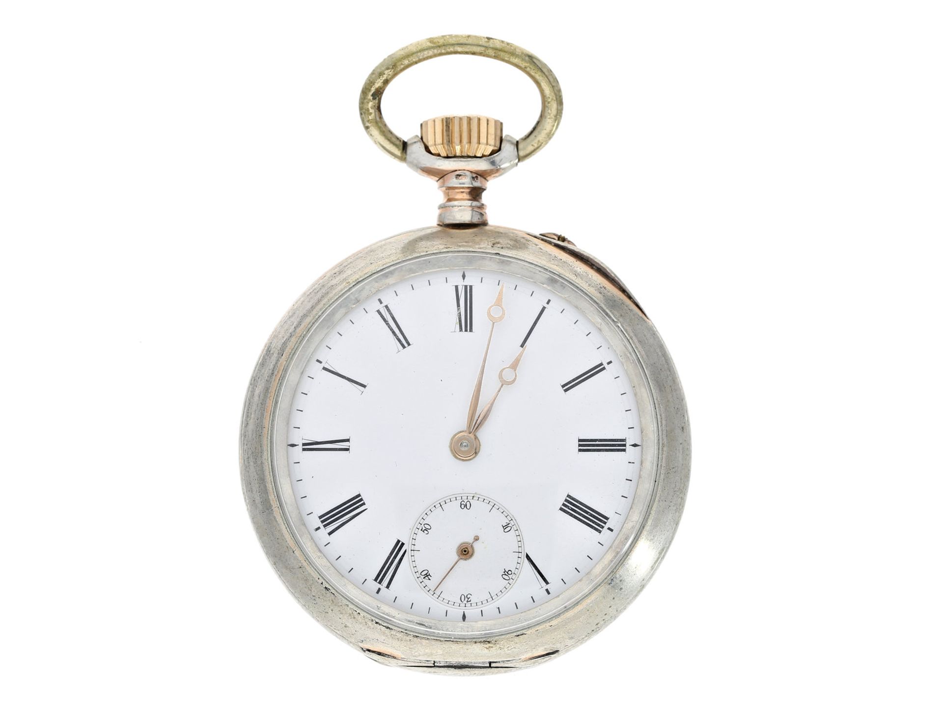 Taschenuhr: klassische silberne Taschenuhr Lepine der Marke IWC, aus dem Jahr 1893, mit