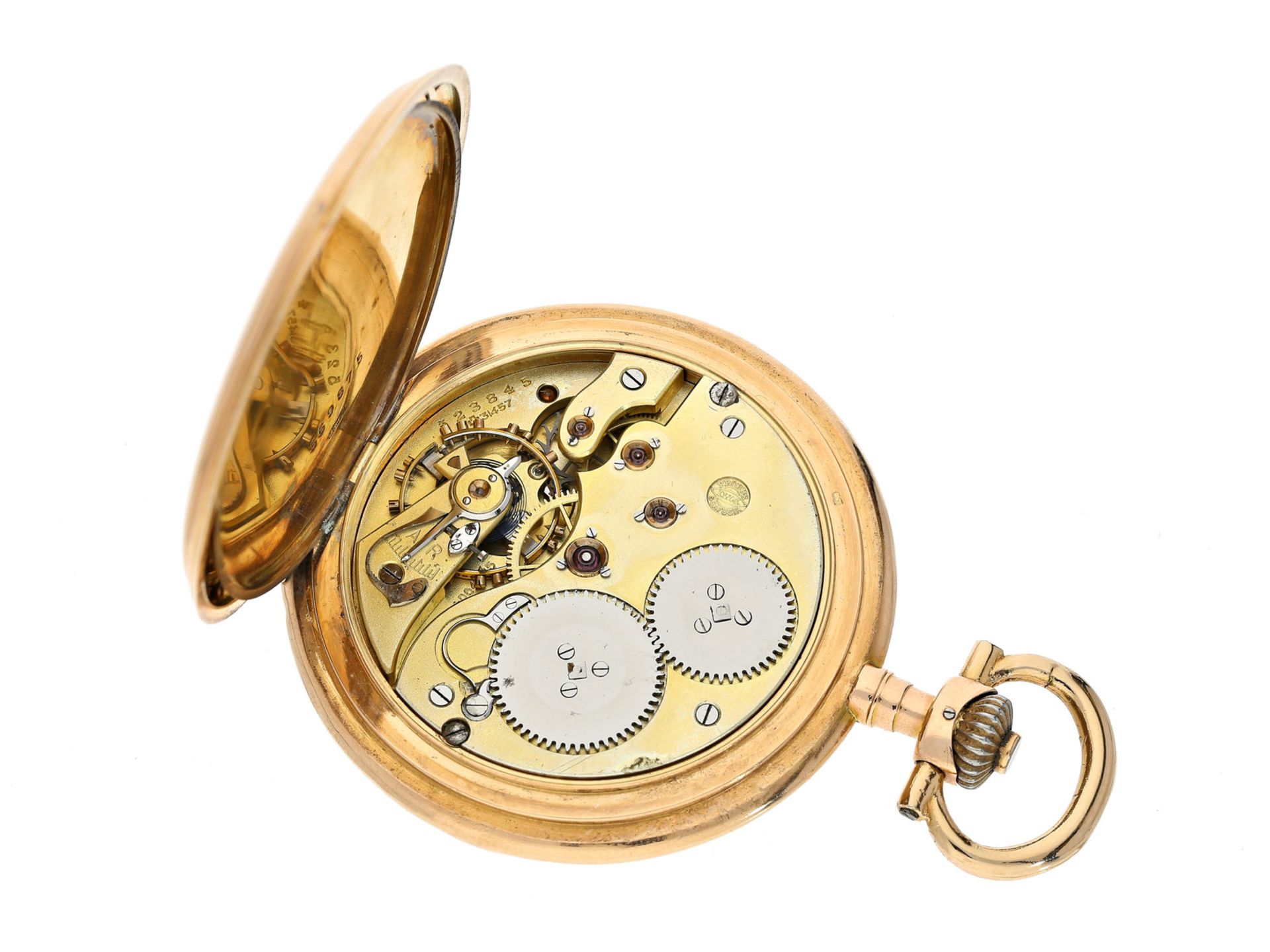 Taschenuhr: große, seltene Gold-Savonnette der Marke IWC, seltene Gehäuseform, aus dem Jahr 1912, - Image 2 of 2