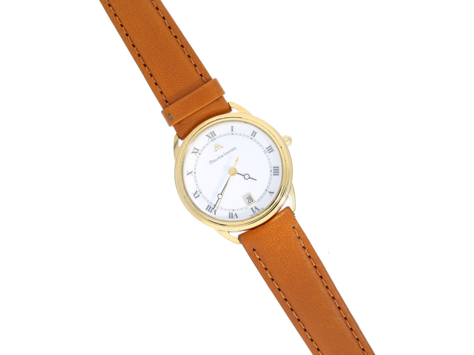 Armbanduhr: elegante Damenuhr von Maurice Lacroix, Ref. 89517Ca. Ø28mm, Gehäuse vergoldet, Edelstahl