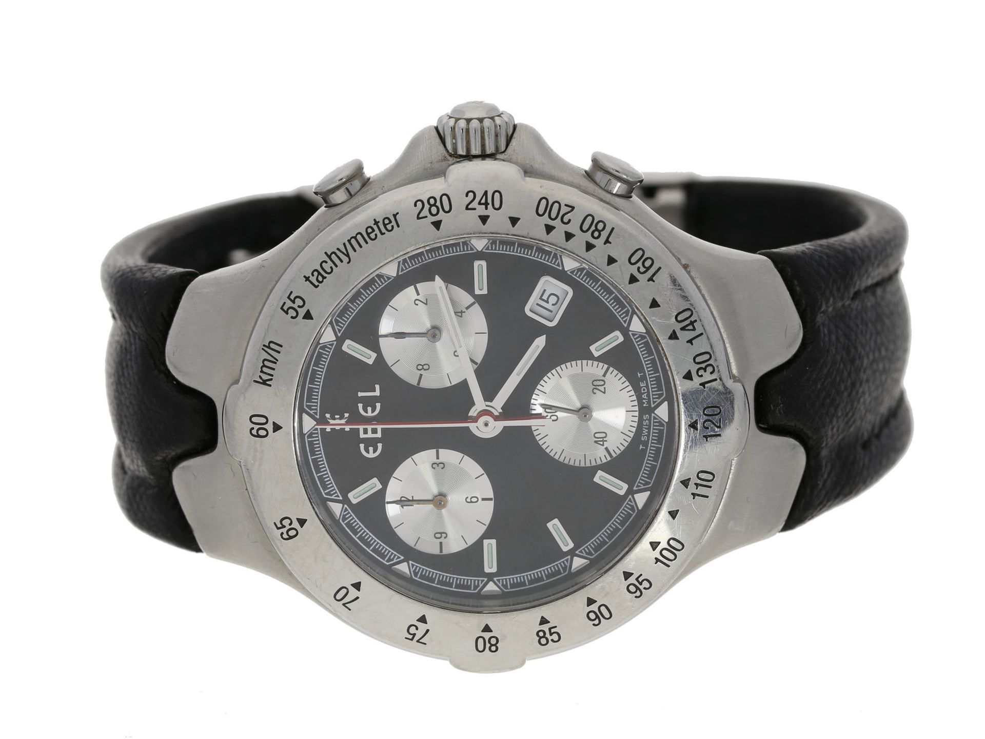 Armbanduhr: sportlicher Ebel Herren- Chronograph "Sportwave", Ref. 9251641, Edelstahl mit