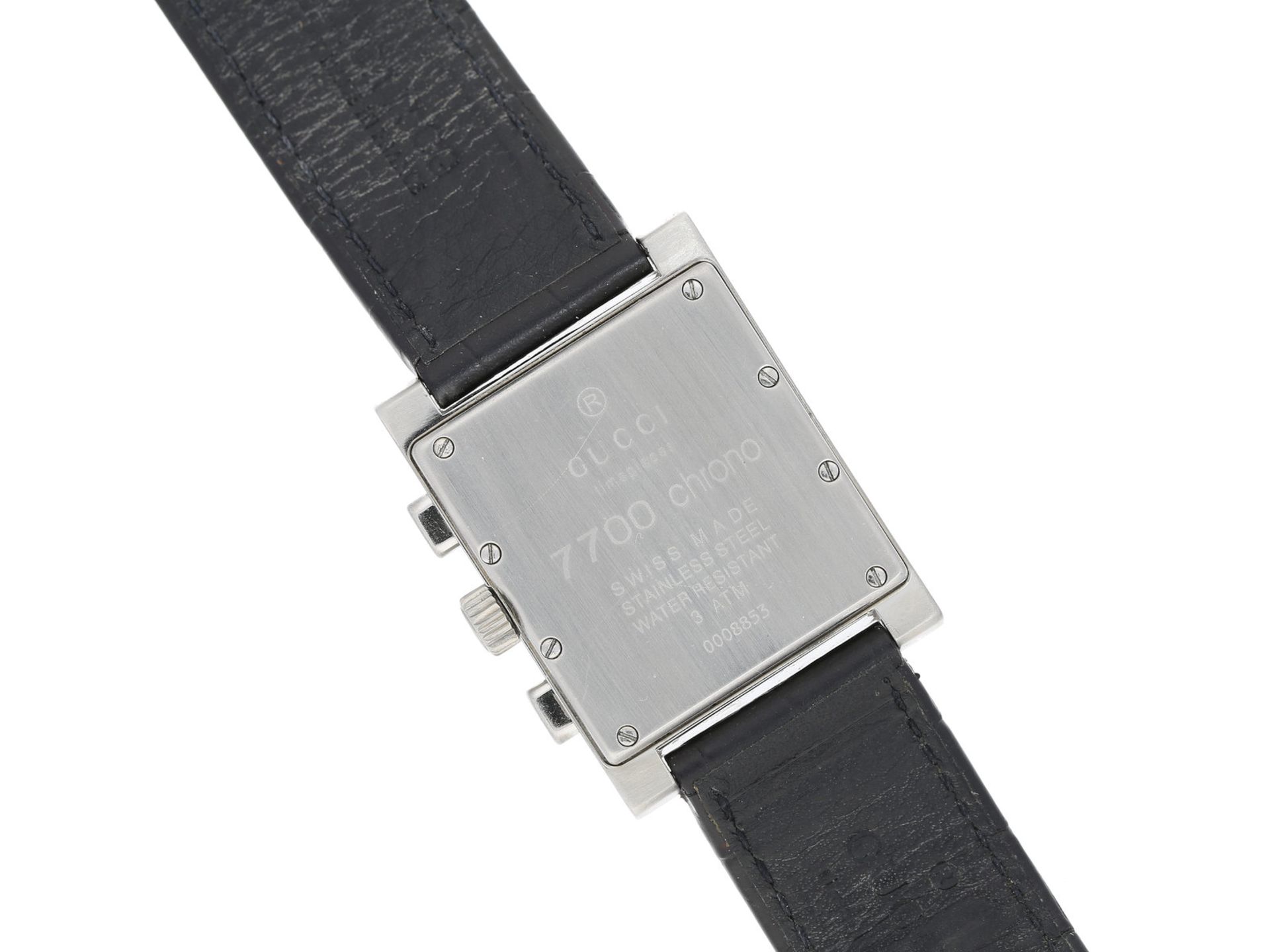 Armbanduhr: moderne Designer-Herrenuhr von Gucci, Modell 7700 Chronograph, Edelstahl, QuarzCa. - Bild 2 aus 2