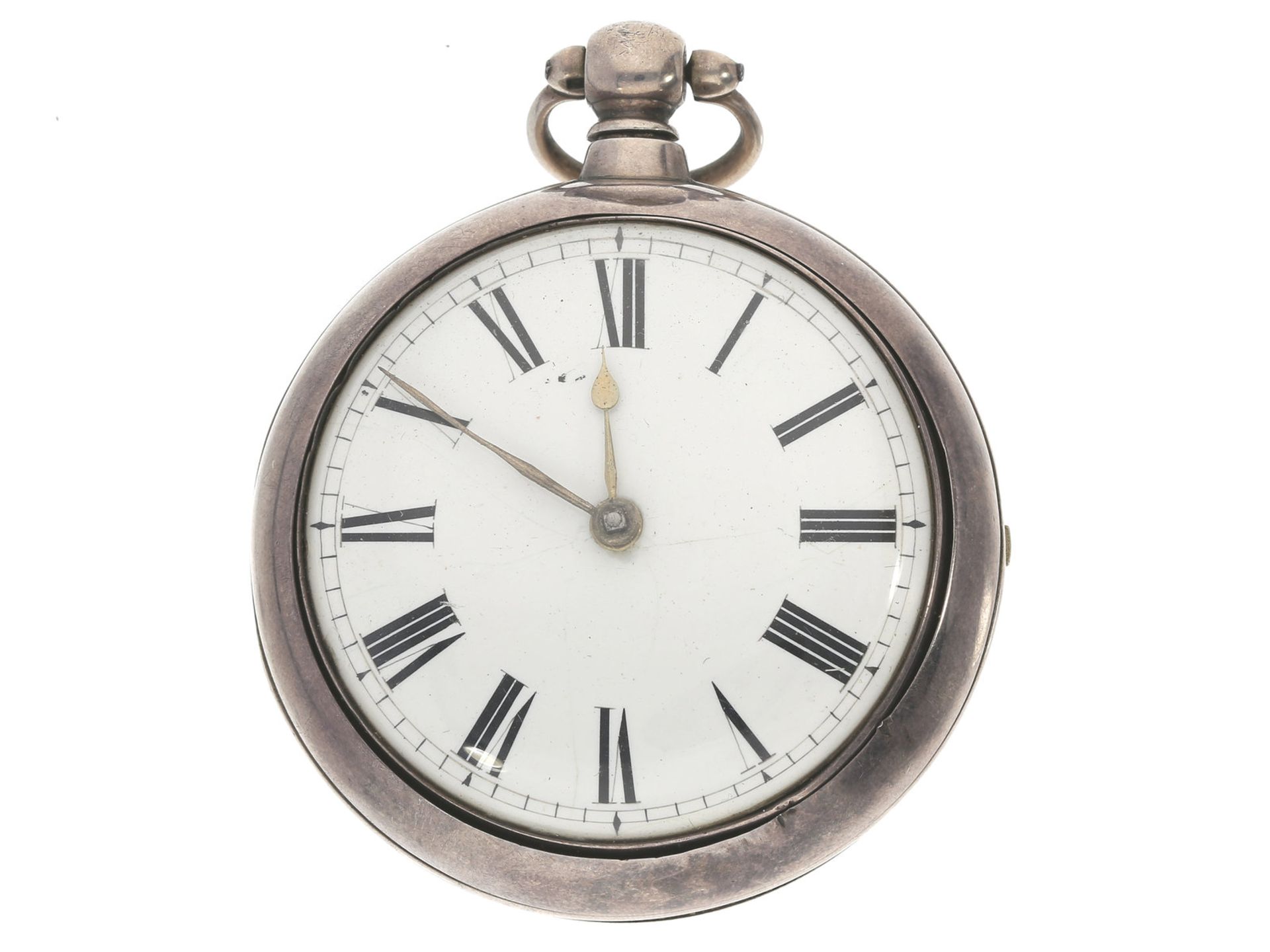 Taschenuhr: große und schwere schottische Doppelgehäuse-Spindeluhr, M. James Edinburgh, 1815Ca.