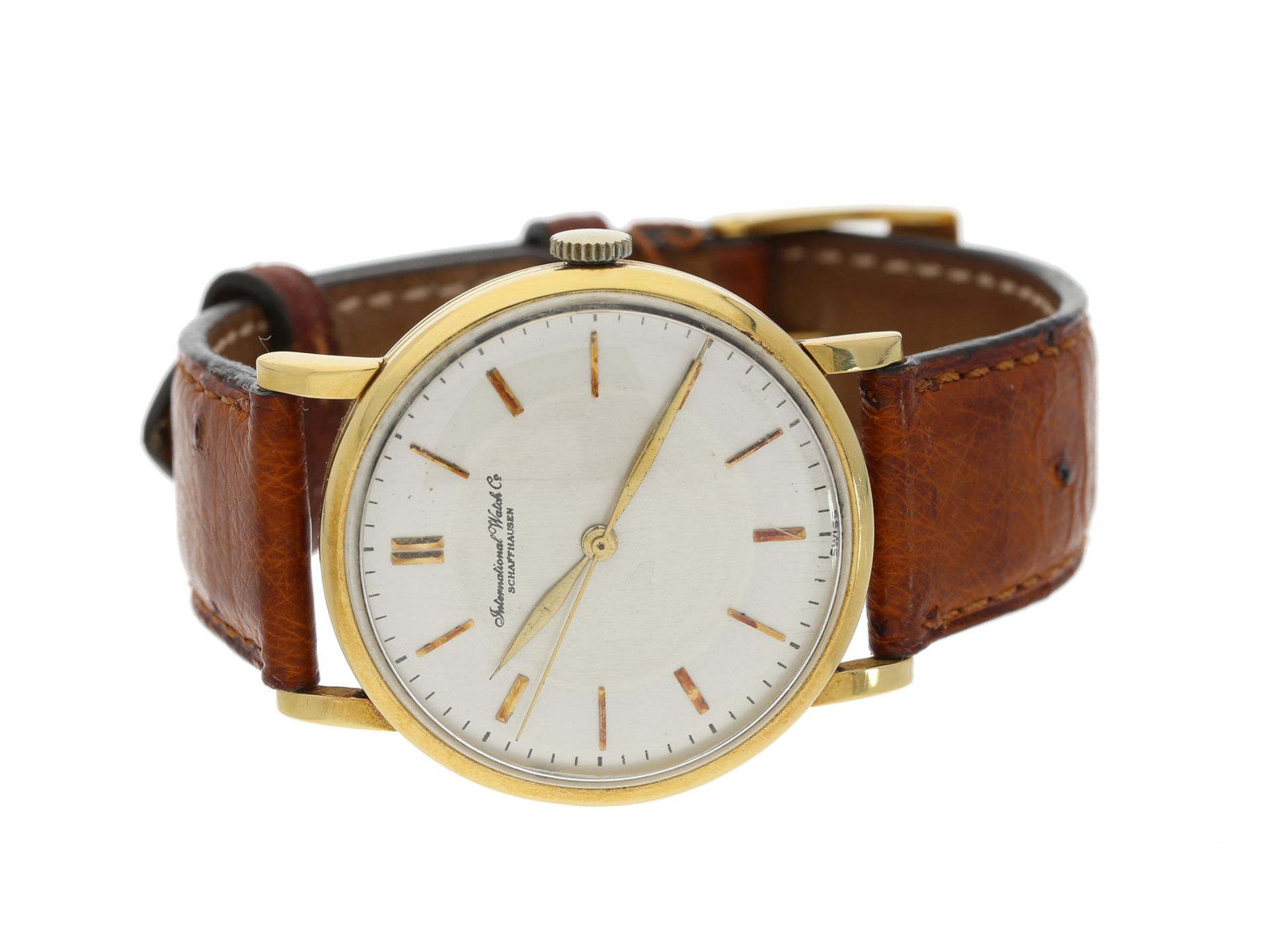 Armbanduhr: schöne vintage IWC Schaffhausen Herrenuhr, No. 1321652, 18K Goldgehäuse, 60er JahreCa.