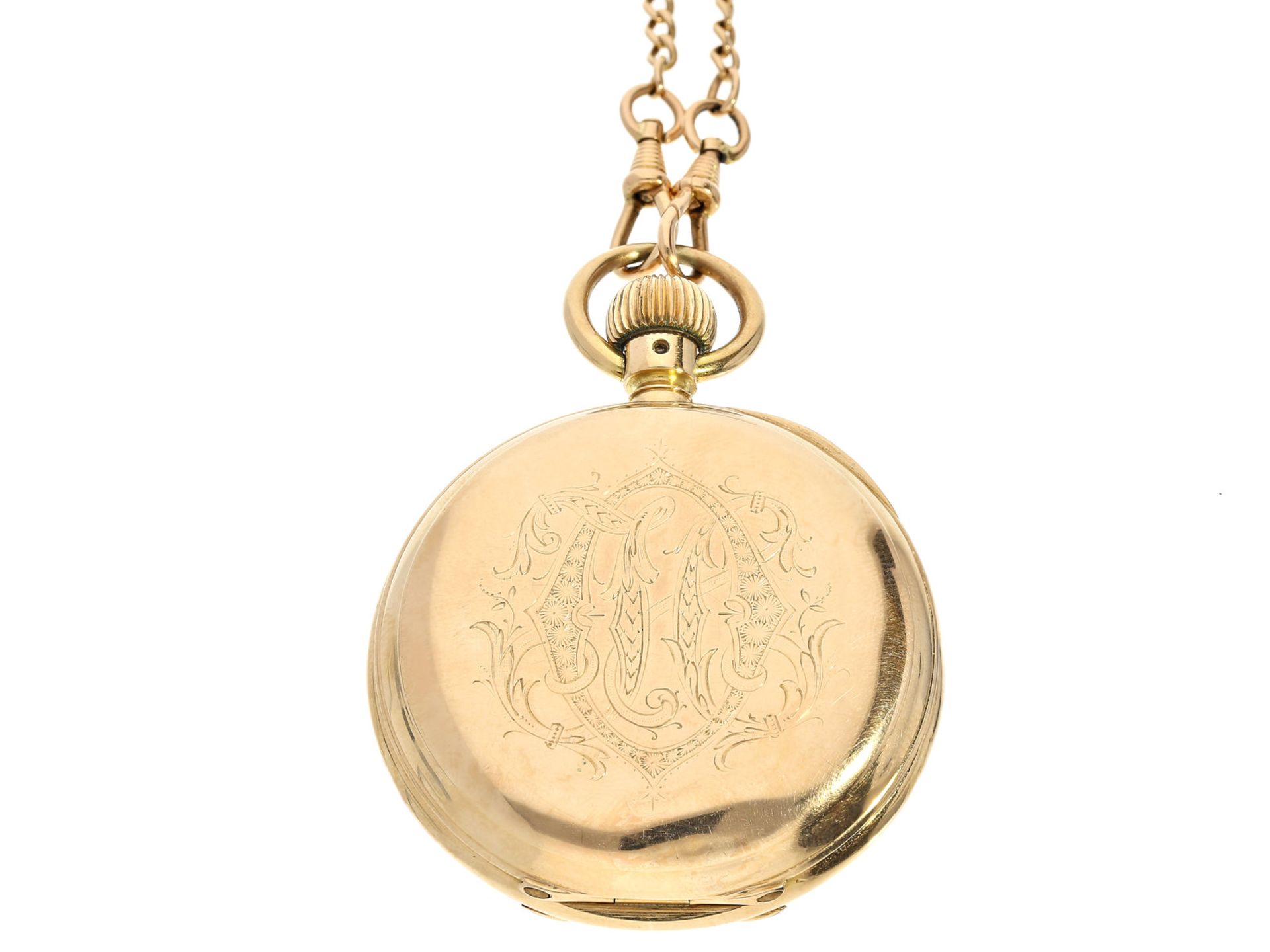 Taschenuhr: ganz frühe A. Lange & Söhne Taschenuhr mit goldener Uhrenkette, No.24401, ca.1885Ca. - Bild 3 aus 3