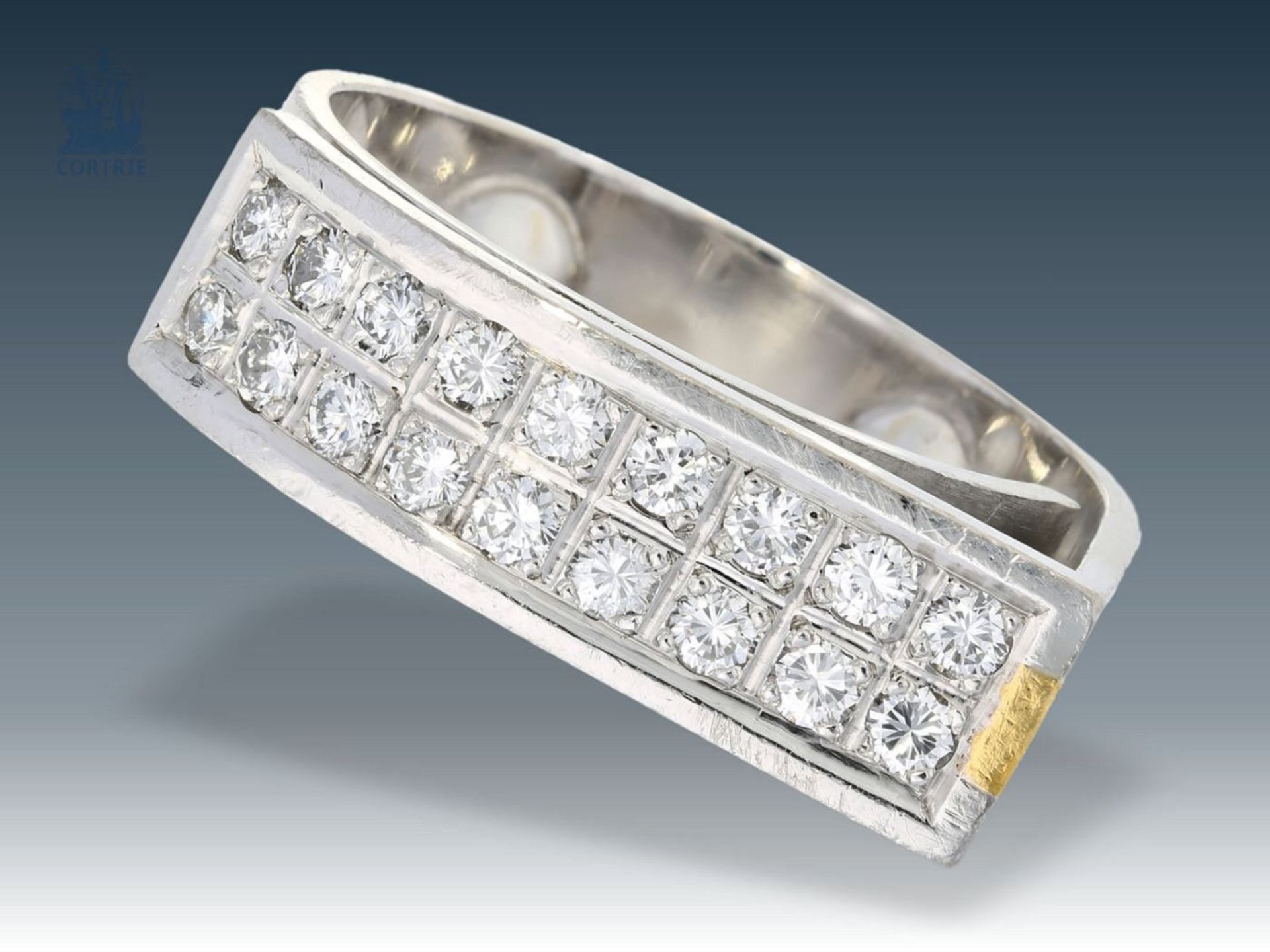 Ring: vintage Diamantring, 50er JahreCa. Ø19,5mm, RG61, ca. 7,9g, 18K Gold, Diamantbesatz, - Bild 3 aus 3