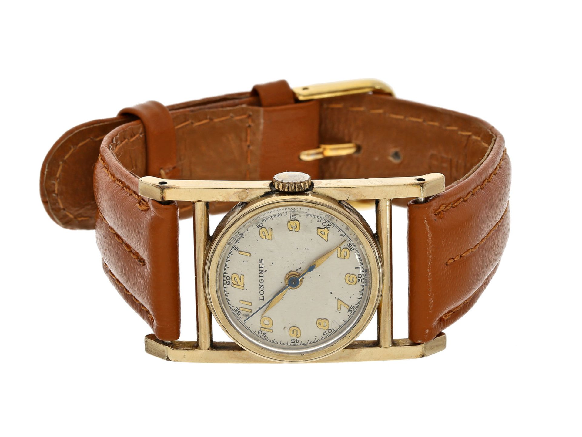 Armbanduhr: antike Armbanduhr der Marke "Longines" mit Zentralsekunde, 10K goldfilled, 40er JahreCa.