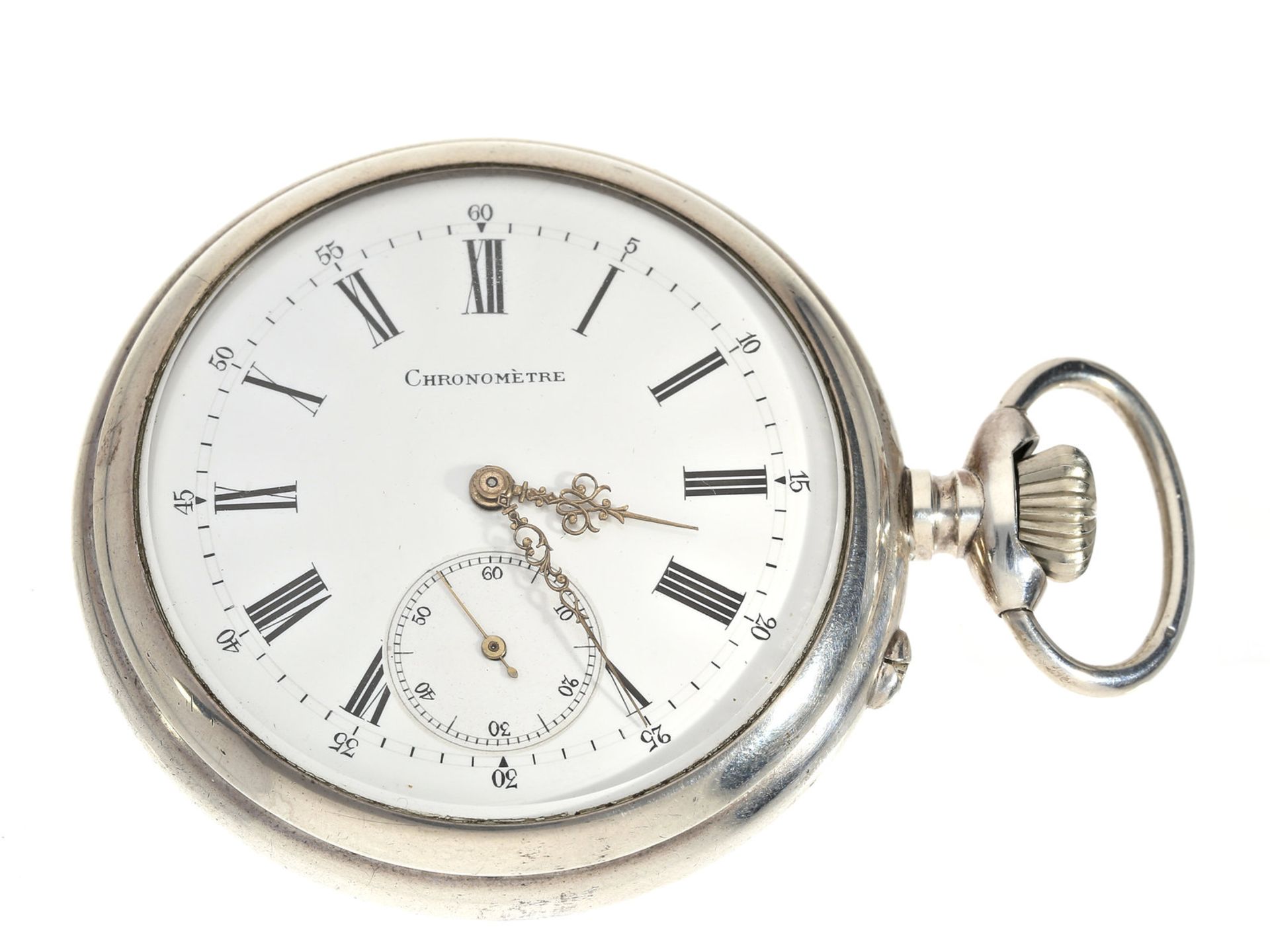 Taschenuhr: besonders schweres und hochfeines Schweizer Taschenchronometer mit Chronometerhemmung,