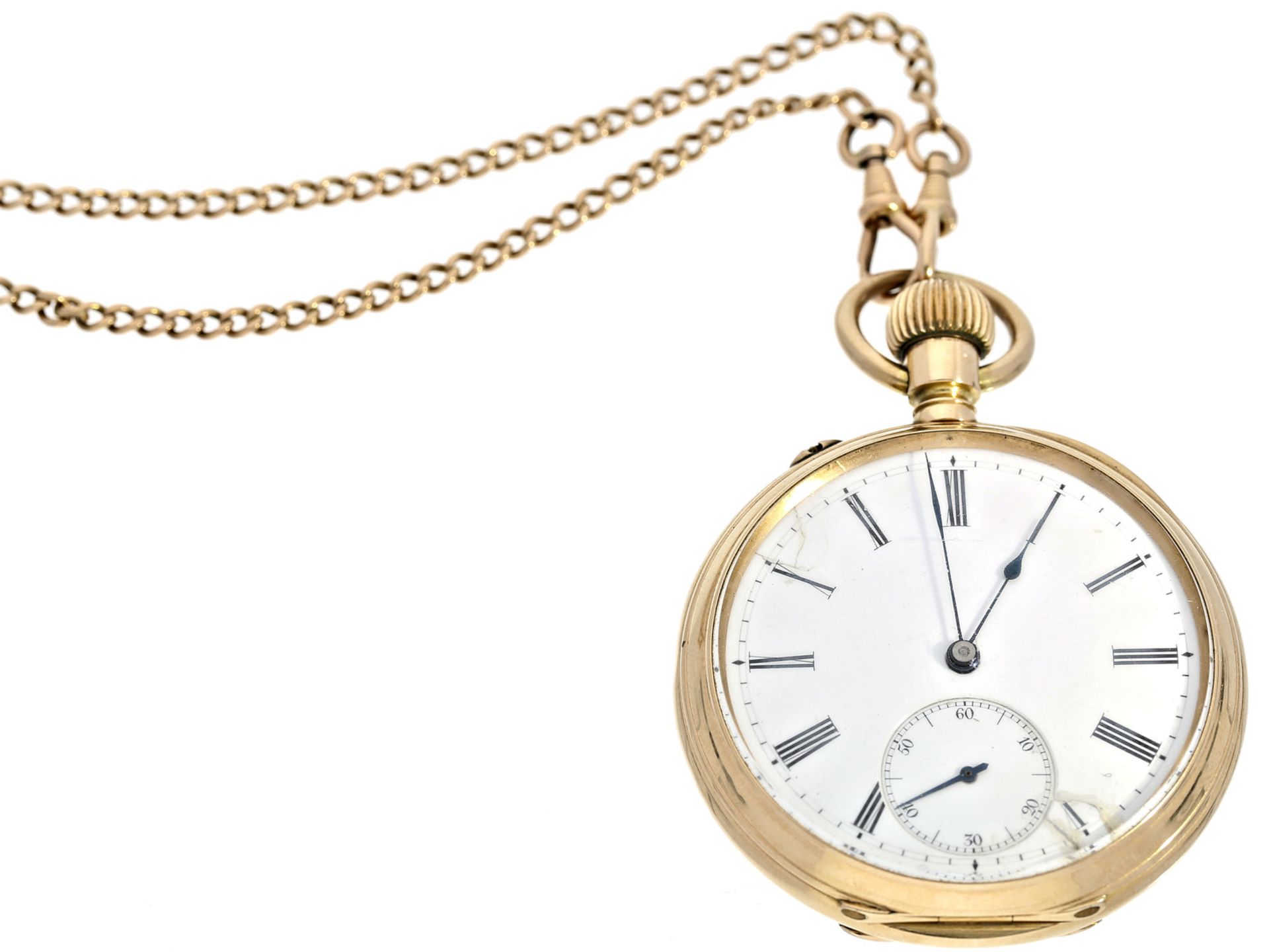 Taschenuhr: ganz frühe A. Lange & Söhne Taschenuhr mit goldener Uhrenkette, No.24401, ca.1885Ca.