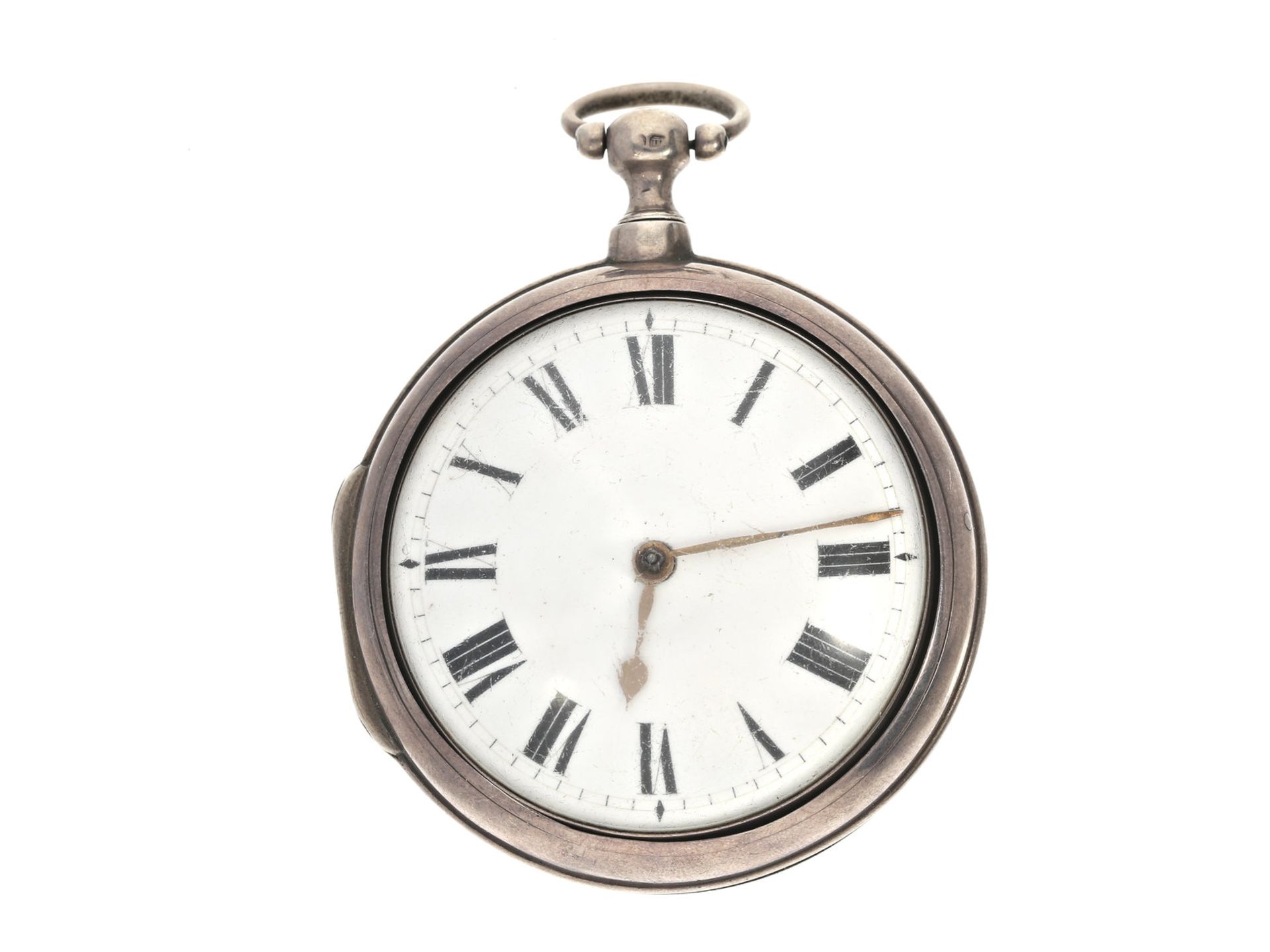 Taschenuhr: große und schwere englische Doppelgehäuse-Spindeluhr, J. Hemlett London, 1827Ca.