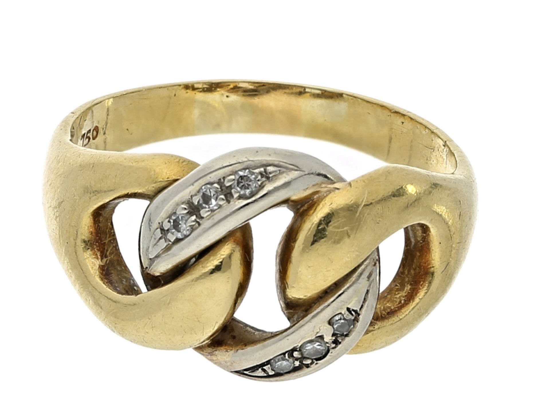 Ring: vintage Diamantring, 50er JahreCa. Ø19,5mm, RG61, ca. 7,9g, 18K Gold, Diamantbesatz,