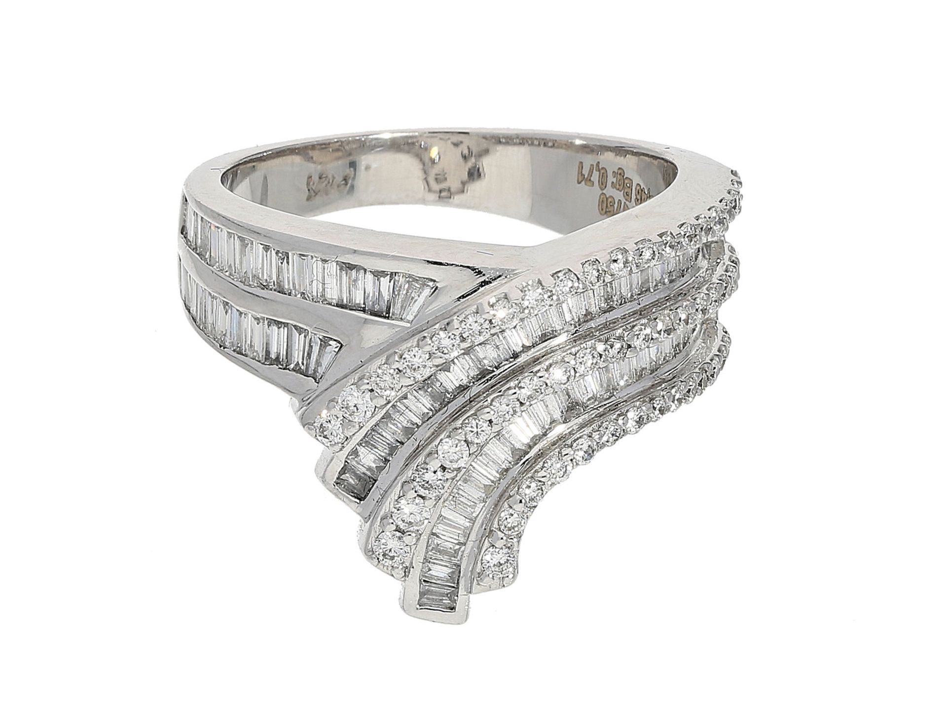 Ring: geschmackvoller und hochwertig gefertigter Brillant/Diamant-Ring aus 18K Weißgold, neuwertig