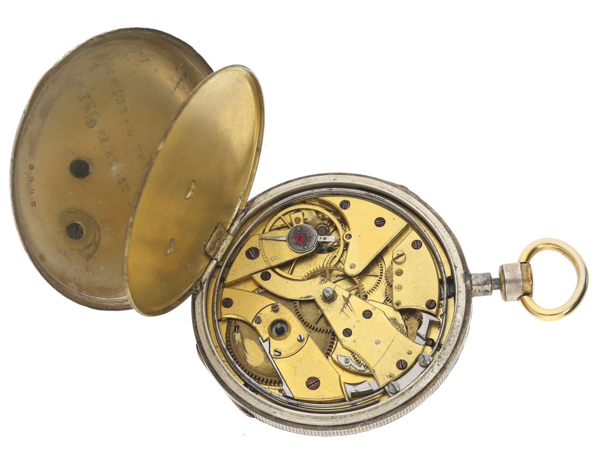 Taschenuhr: hochfeine französische Zylinderuhr mit Repetition, um 1830Ca. Ø49mm, ca. 76g, - Bild 2 aus 2