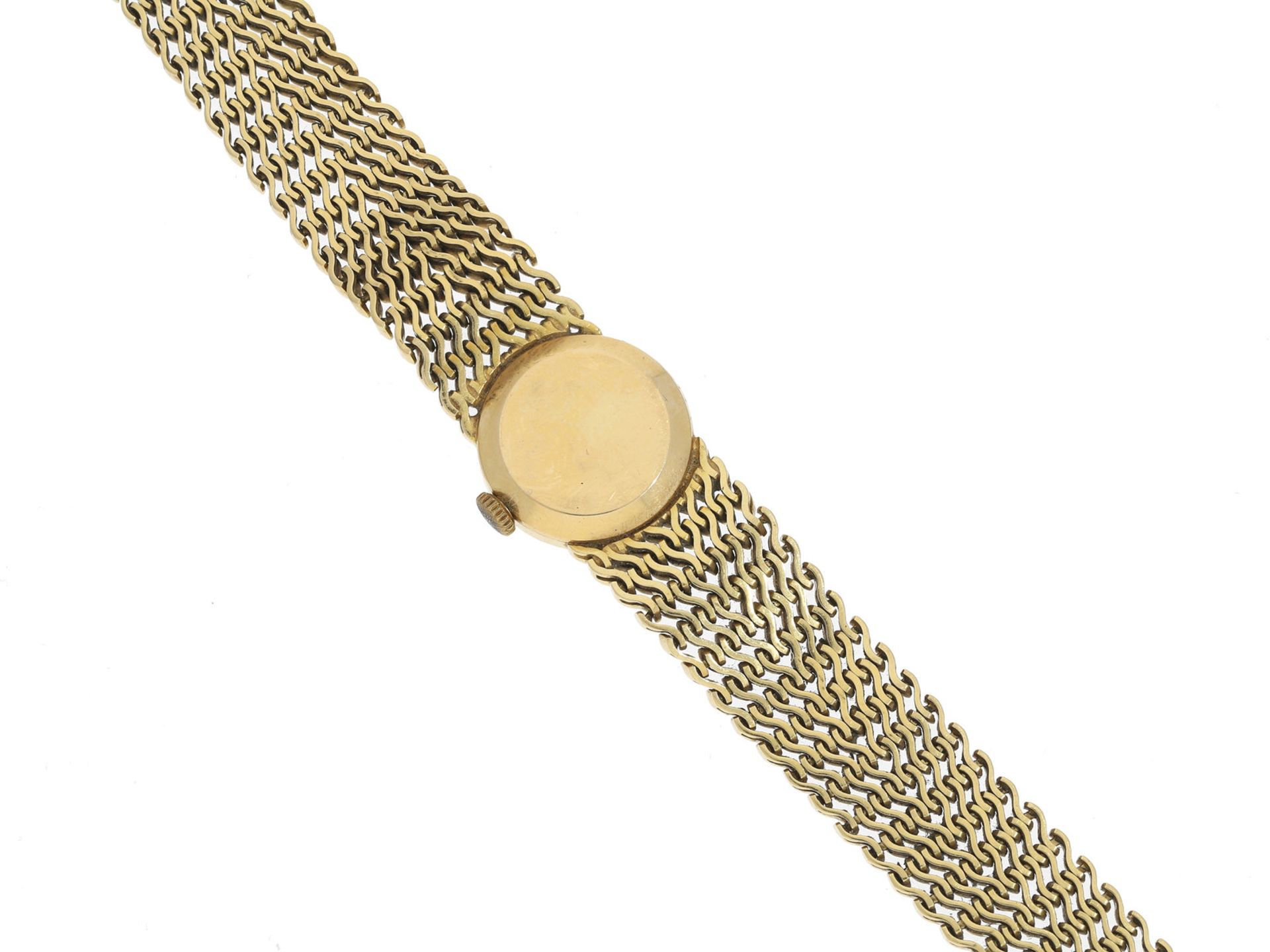 Armbanduhr: schwere, goldene Damenuhr der Marke "Sarcar", 18K GoldCa. Ø19mm, ca. 18cm lang, ca. 46g, - Bild 2 aus 2