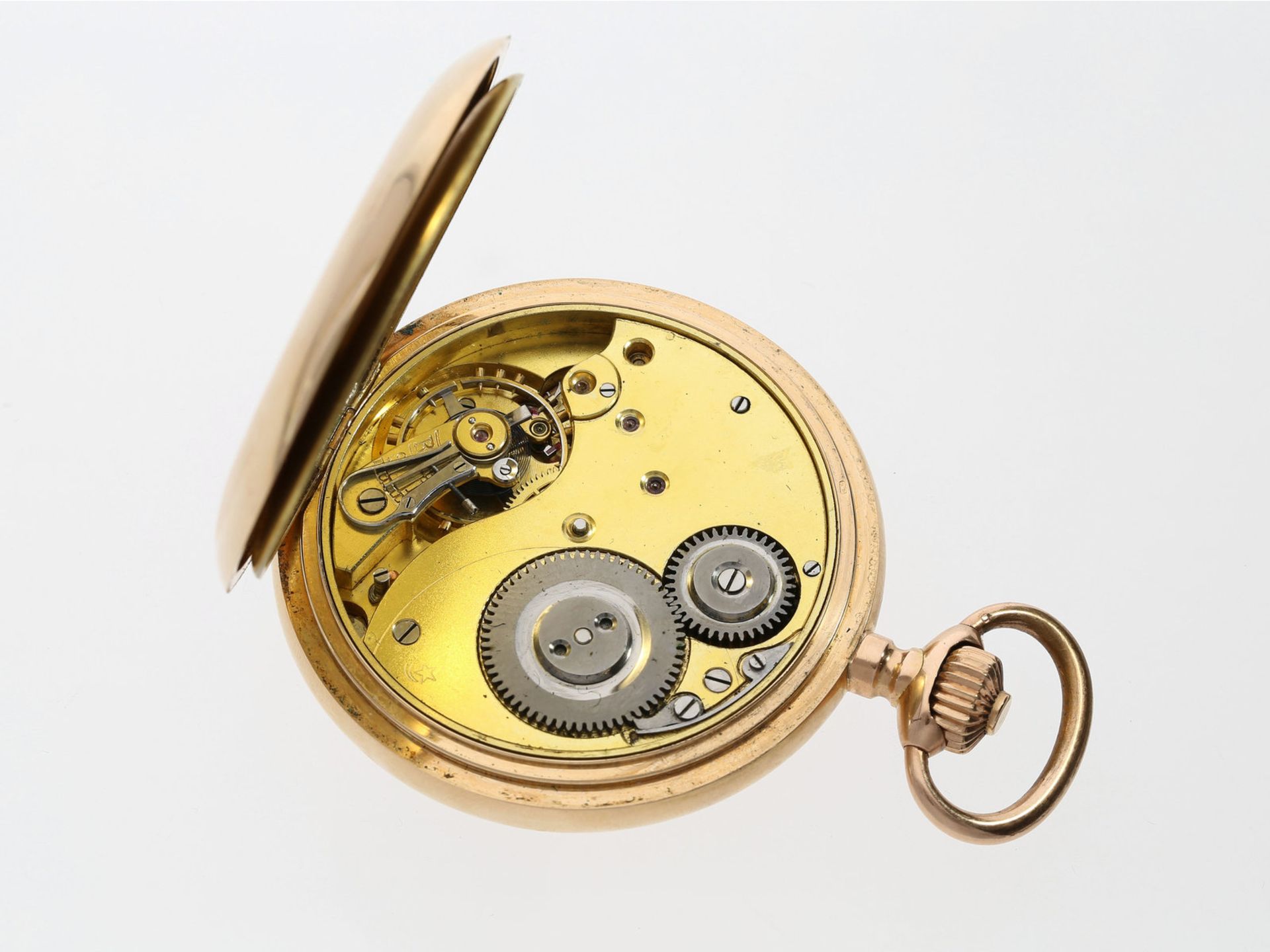 Taschenuhr: schöne Schweizer 14K Roségold Savonnette mit Uhrenkette, Phénix Watch Co. SA, ca. - Bild 2 aus 2