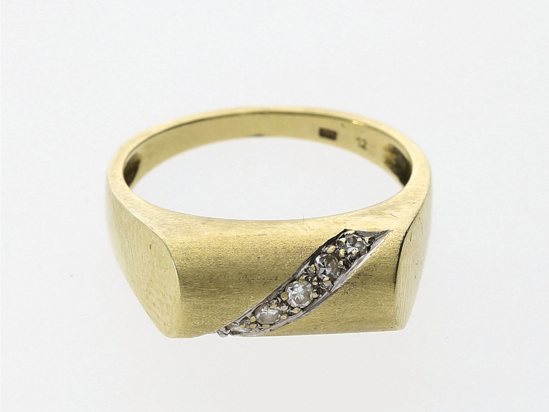 Ring: vintage Diamant-GoldschmiederingCa. Ø17mm, RG54, ca. 4,4g, 14K Gelbgold, schauseitig ca. 6,5mm