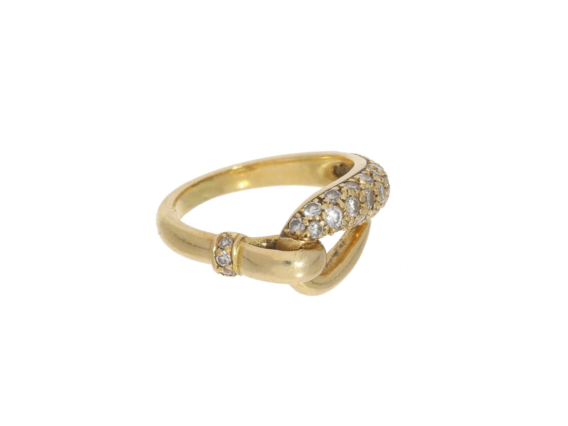 Ring: interessanter Goldschmiedering mit Diamantbesatz, Handarbeit aus 18K GoldCa. Ø15,5mm, RG49, - Image 2 of 2