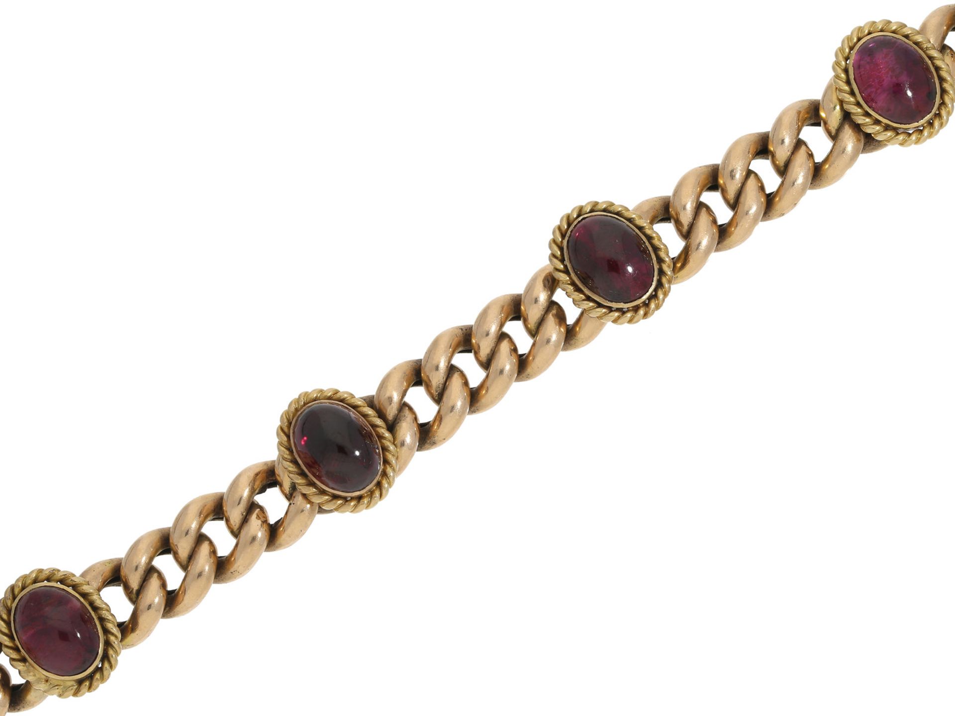 Armband: interessantes vintage Goldarmband mit roten Farbsteinen, solide Handarbeit aus 14K
