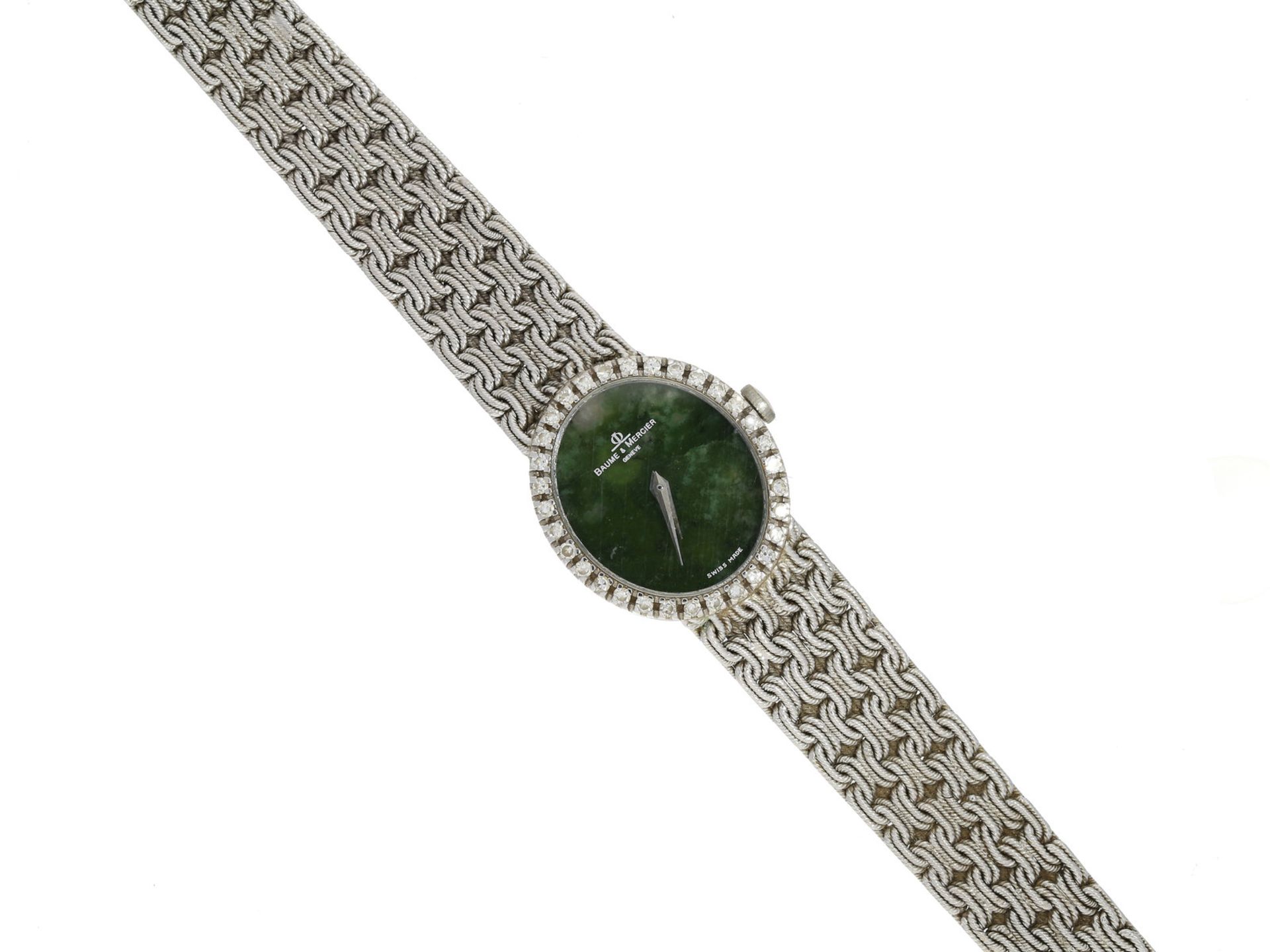 Armbanduhr: seltene, weißgoldene Baume & Mercier Damenuhr, um 1970Gehäuse ca. 22 x 25mm, ca. 15cm