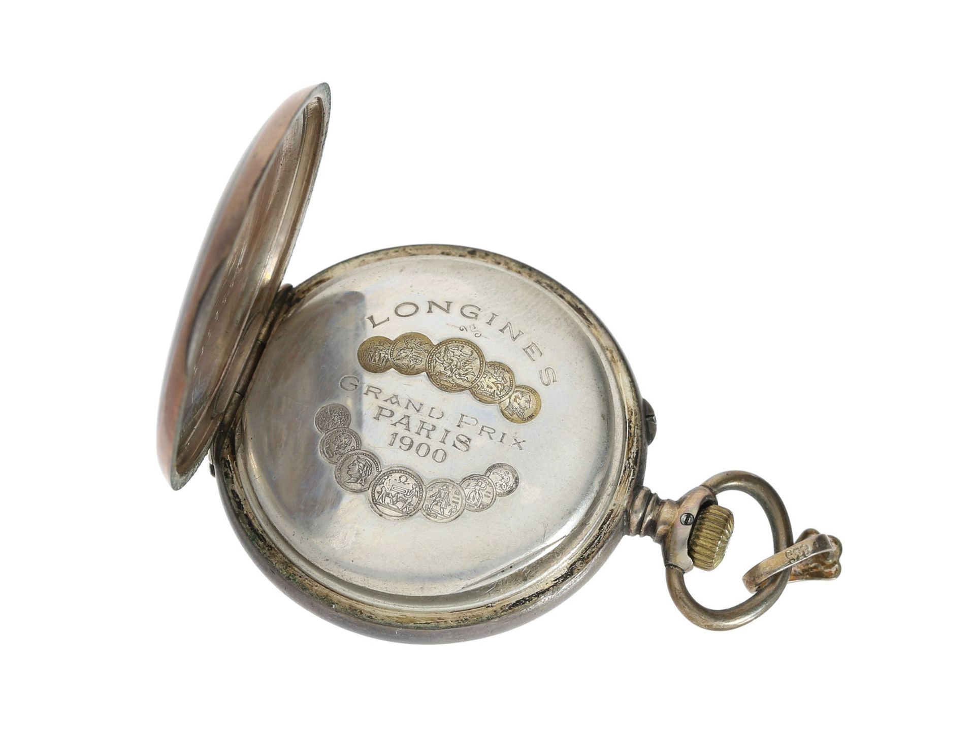 Taschenuhr: kleine silberne Damentaschenuhr von Longines, feine Qualität, Schweiz ca. 1900Ca. Ø36mm, - Image 2 of 3