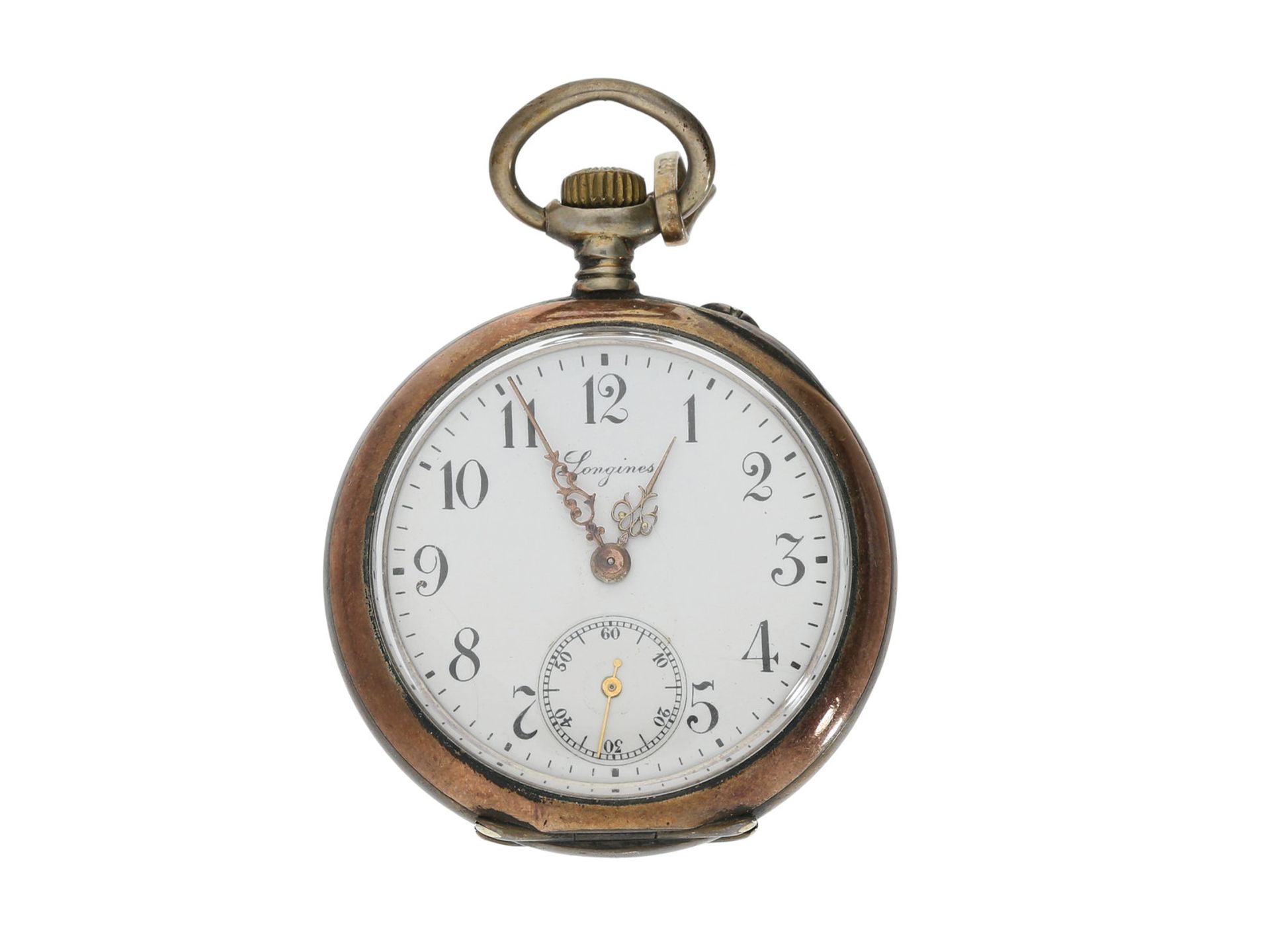 Taschenuhr: kleine silberne Damentaschenuhr von Longines, feine Qualität, Schweiz ca. 1900Ca. Ø36mm,