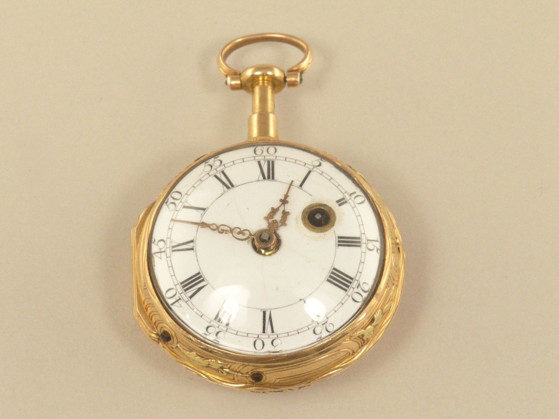 Taschenuhr: äußerst dekorative und sehr seltene 4-Farben-Gold-Taschenuhr mit Repetition a toc et a - Bild 2 aus 3