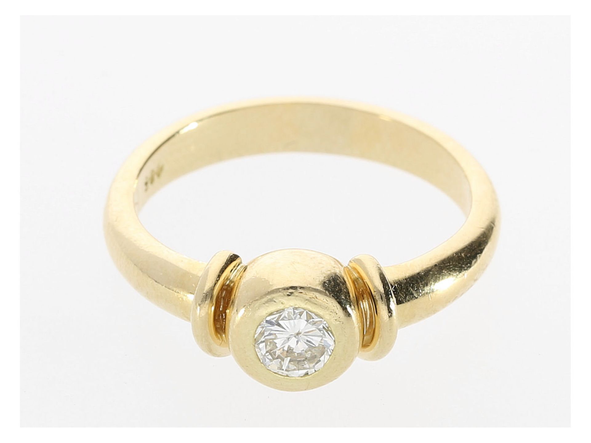 Ring: moderner Brillant/Solitärring, ca. 0,35ctCa. Ø18mm, RG57, ca. 5,4g, 14K Gold, Brillant in