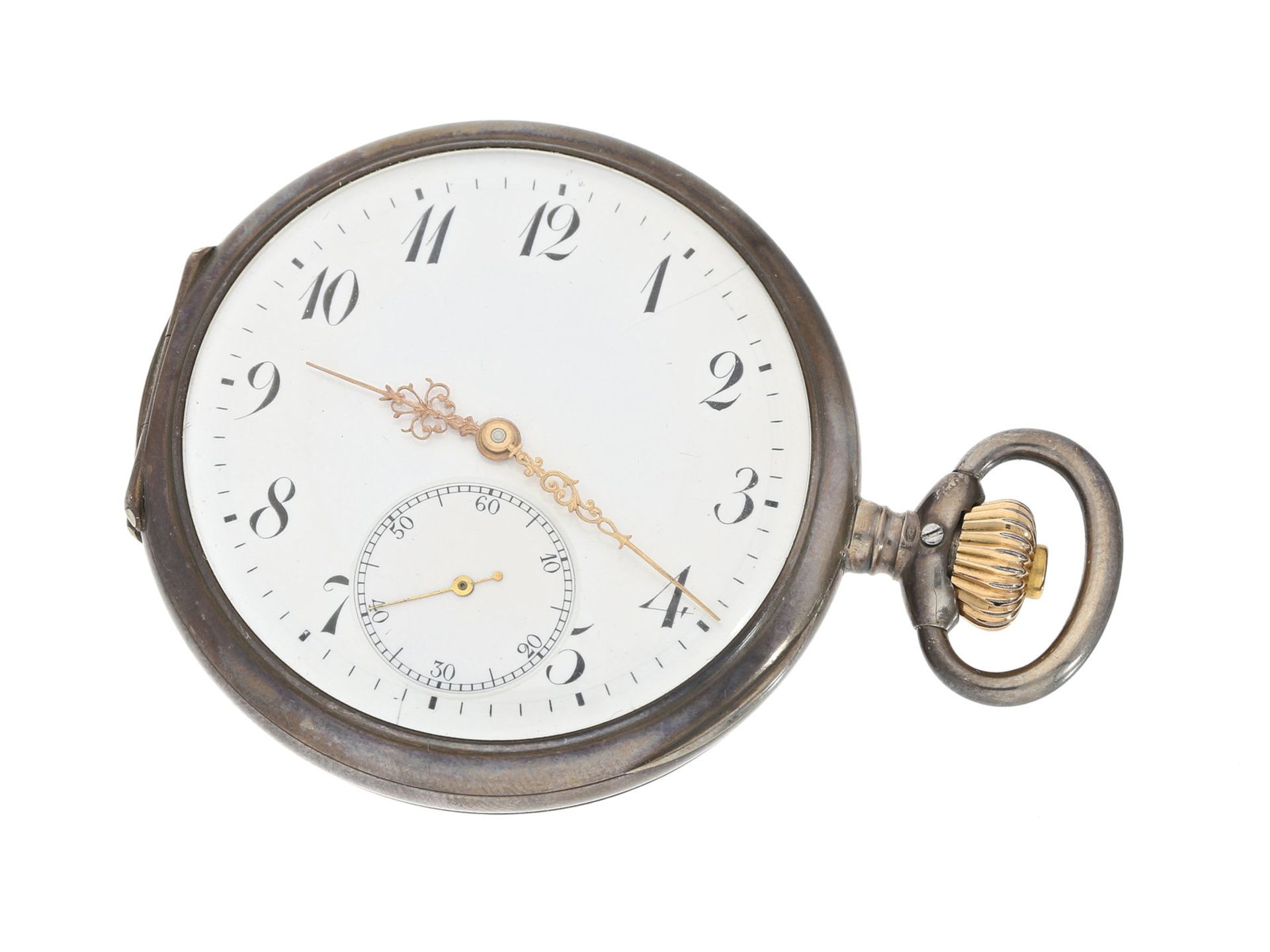 Taschenuhr: silberne Taschenuhr mit hochwertigem IWC Präzisionsankerwerk, ca. 1910Ca. Ø51mm, ca.