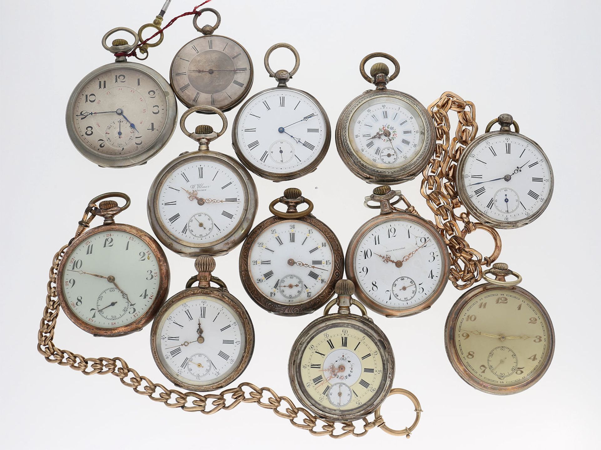 Sammlung/Konvolut Taschenuhren: großes Konvolut bestehend aus 12 Taschenuhren und 2