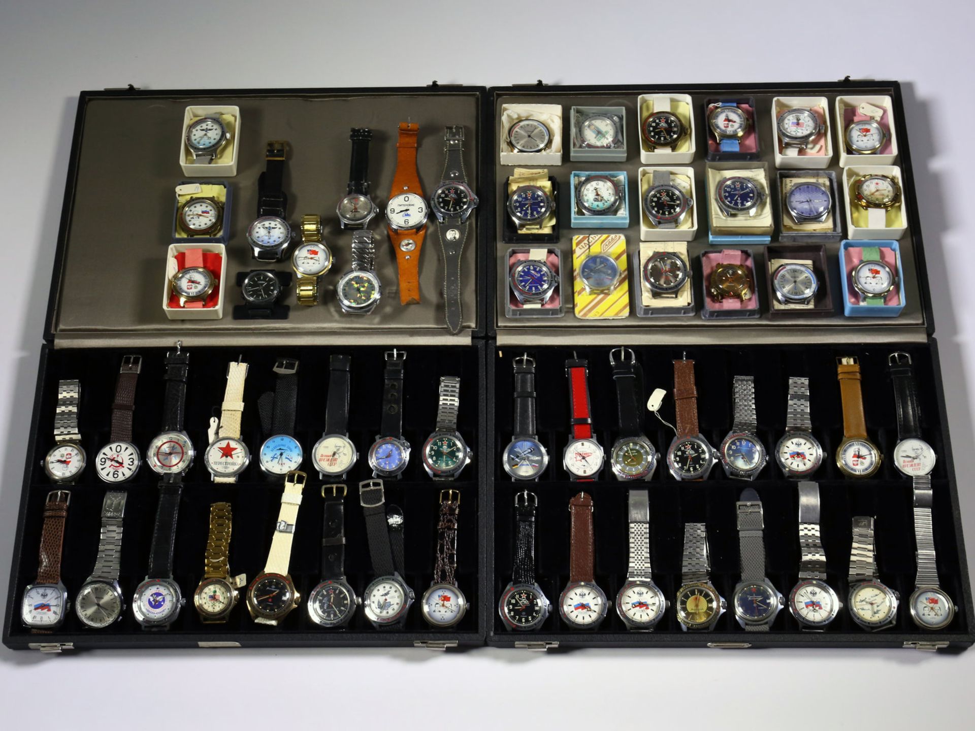 Armbanduhr: umfangreiche Sammlung russischer vintage Armbanduhren, Fundgrube!Insgesamt 60 Uhren, ca.
