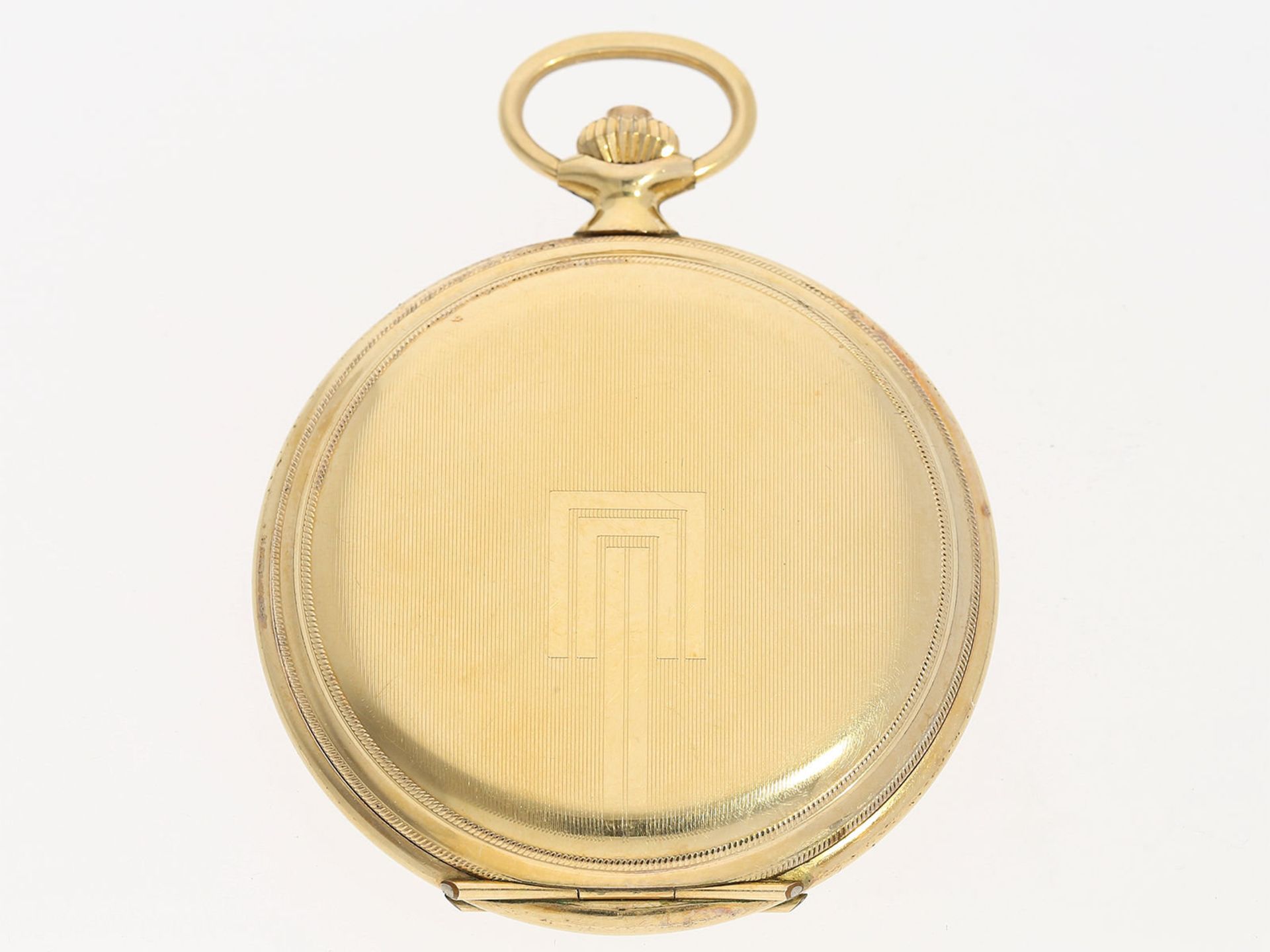 Taschenuhr: sehr schöne vergoldete Savonnette der Marke "Favor", mit passender vergoldeter - Bild 2 aus 4