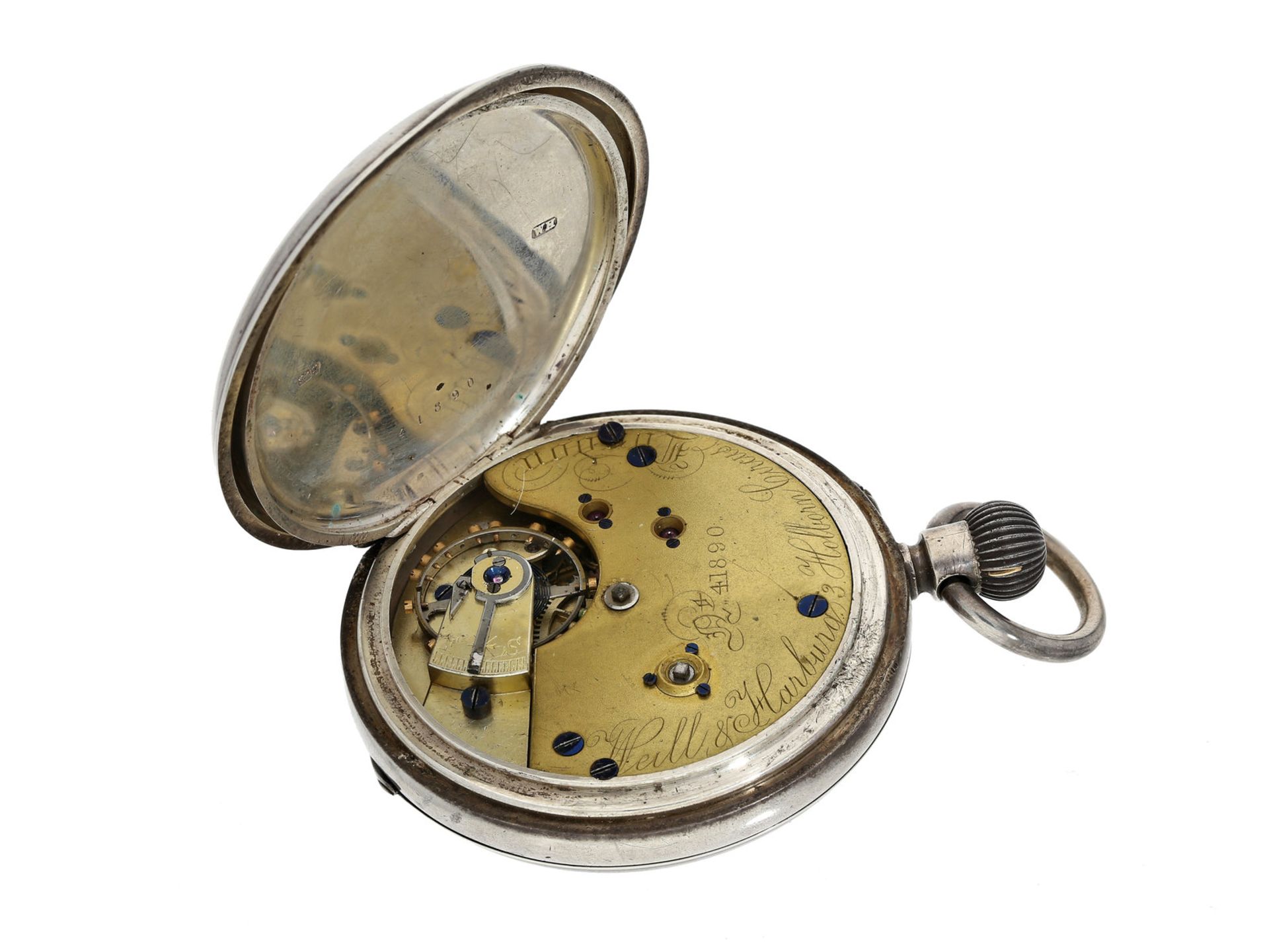 Taschenuhr: sehr schöne, massive englische Halbsavonnette, Birmingham 1887Ca. Ø51mm, ca. 115g, - Bild 3 aus 3