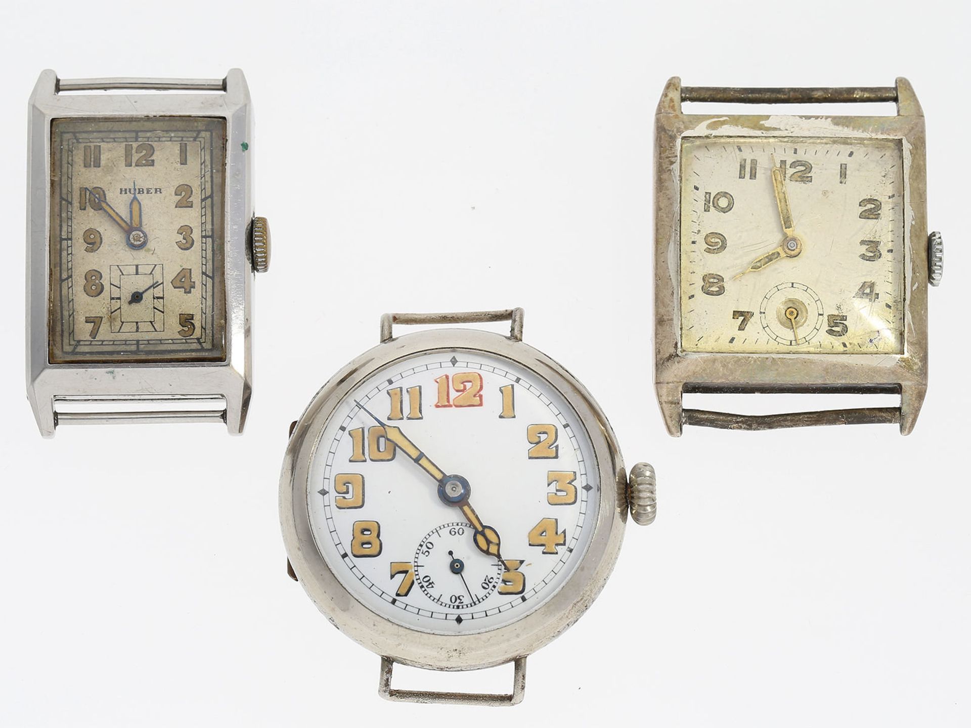 Konvolut Armbanduhren: 3 vintage/antike Armbanduhren, unterschiedliche HerstellerKonvolut