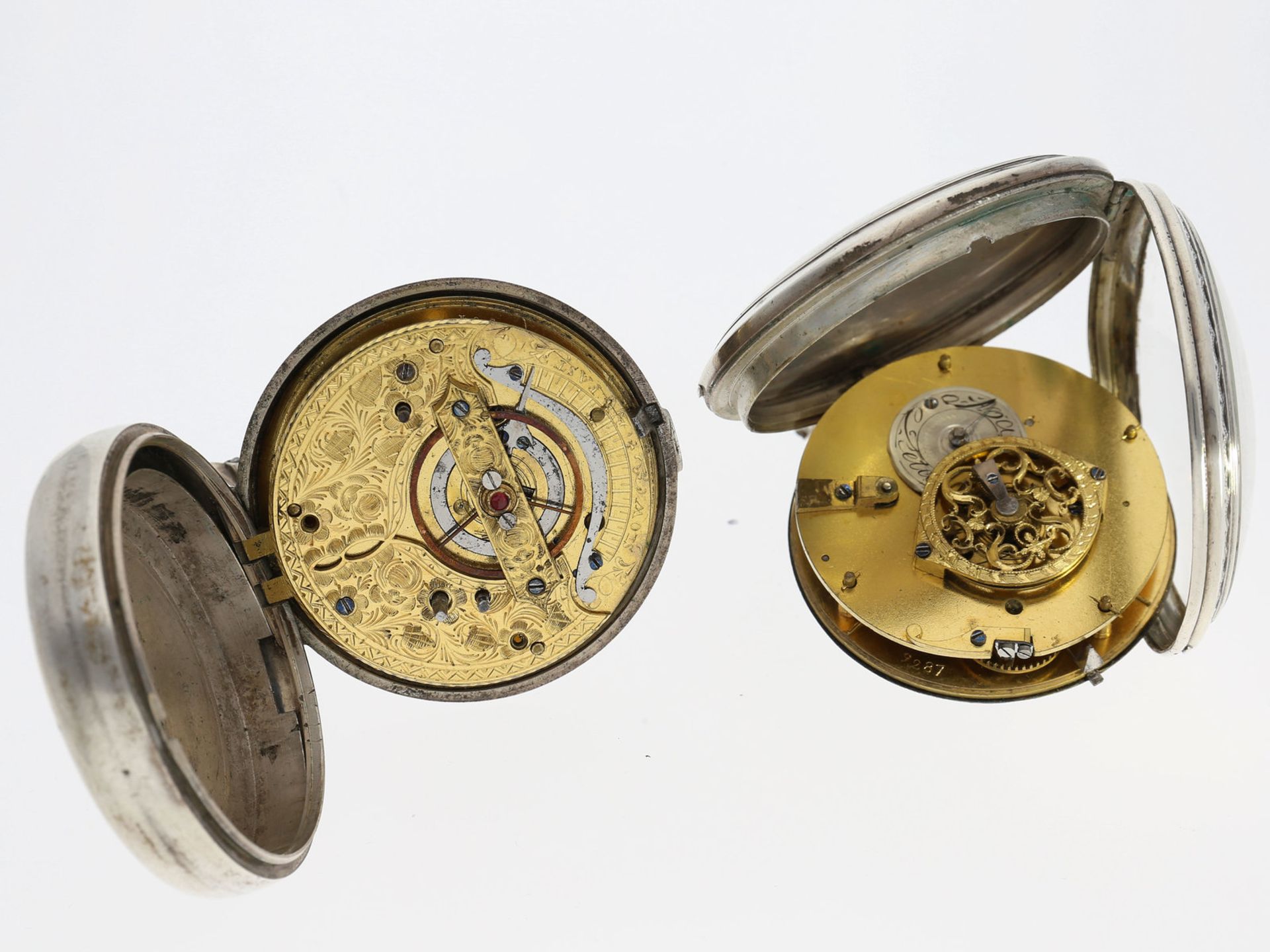 Taschenuhr: Konnvolut von 2 seltenen Spindeluhren, um 1800, dabei Eardley Norton London1. ca.53mm, - Image 2 of 2