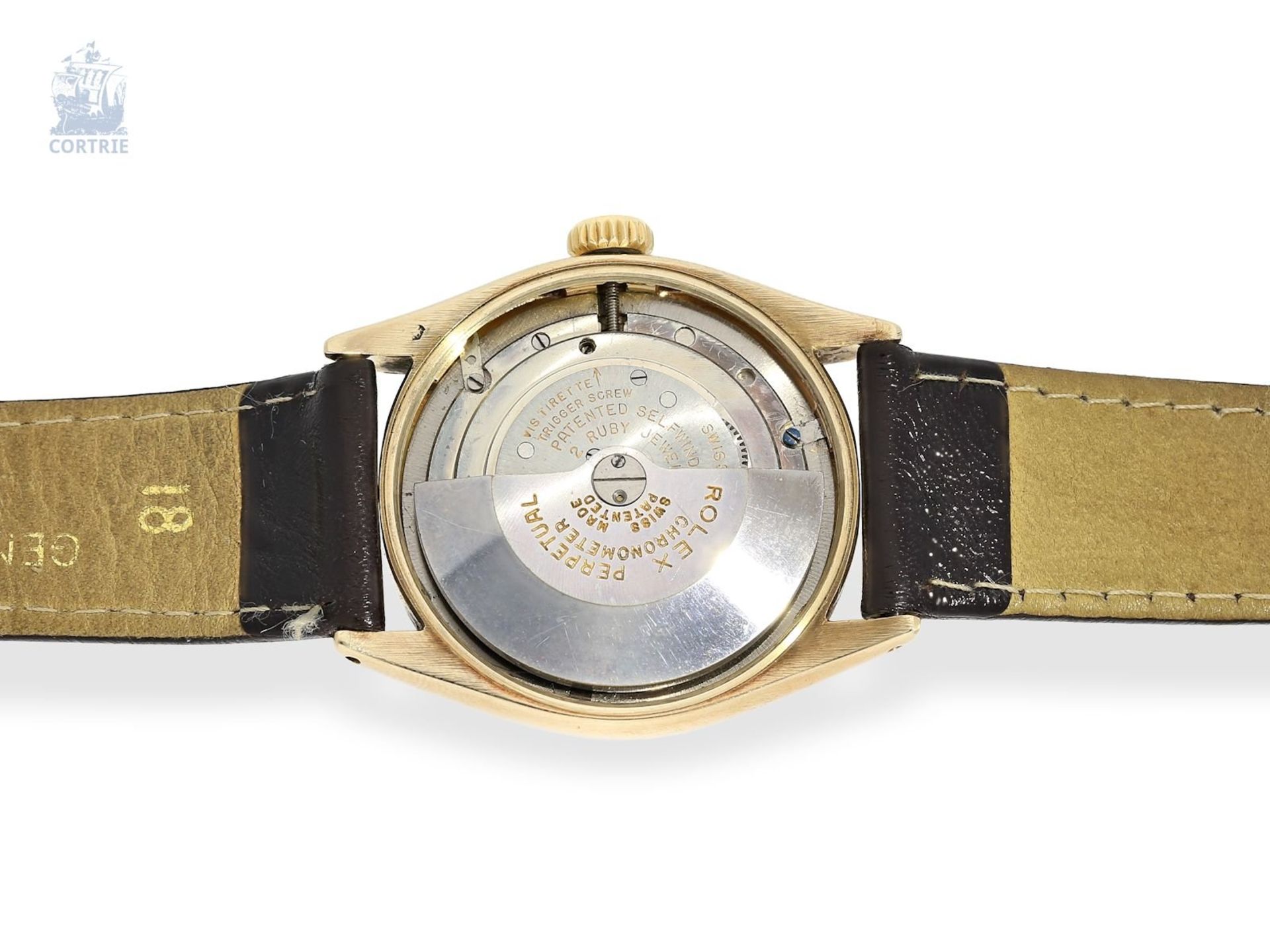 Armbanduhr: Rolex Bubble Back Chronometer in 14K Gold, Ref.6085 "Big Bubble Back" , 50er JahreCa. - Bild 4 aus 4