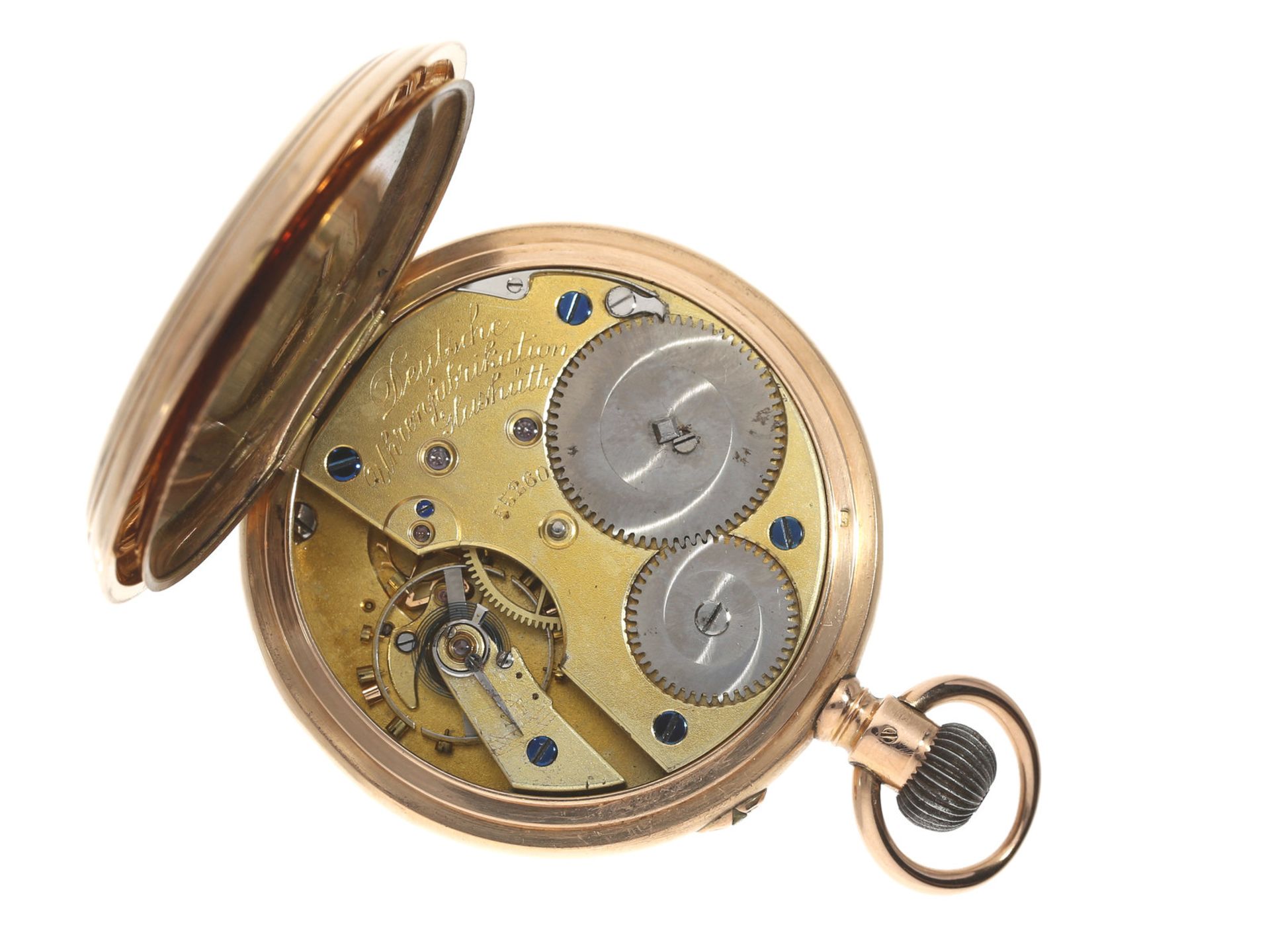 Taschenuhr: rotgoldene Taschenuhr, signiert A. Lange & Söhne, Glashütte No.55260, ca.1899Ca. - Bild 2 aus 3