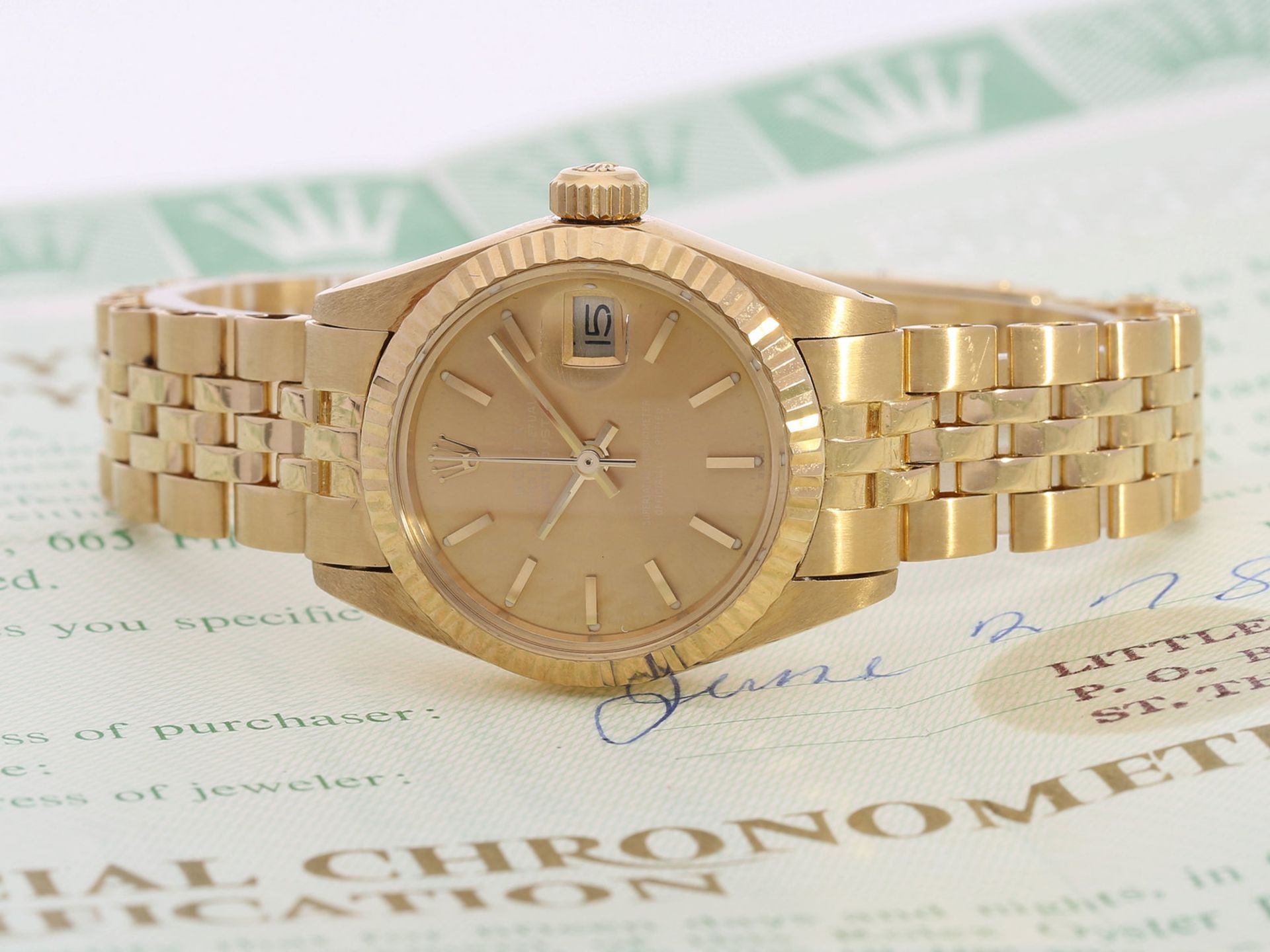 Armbanduhr: luxuriöse Damenuhr, Rolex Oyster Perpetual Lady Ref.6916 von 1978 mit
