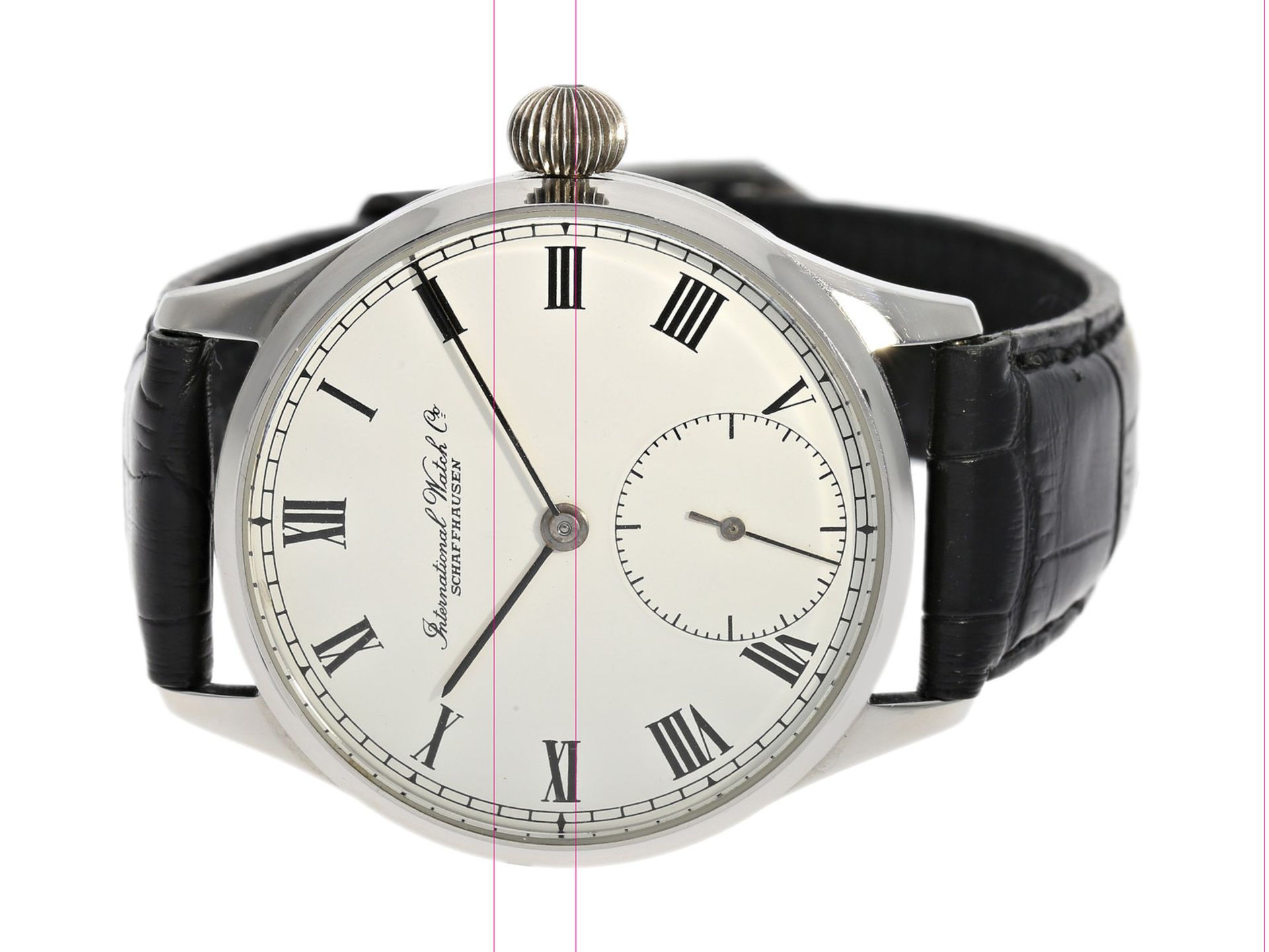 Armbanduhr: besonders große Herrenuhr IWC, Typ Portugieser, Edelstahl, ca.1967/2005Ca. Ø43mm,